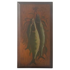 Groupe de poissons - Nature morte sur panneau de bois