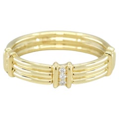 Bague en or jaune 18 ct à 3 côtes de 0,07 diamants ronds de taille brillant