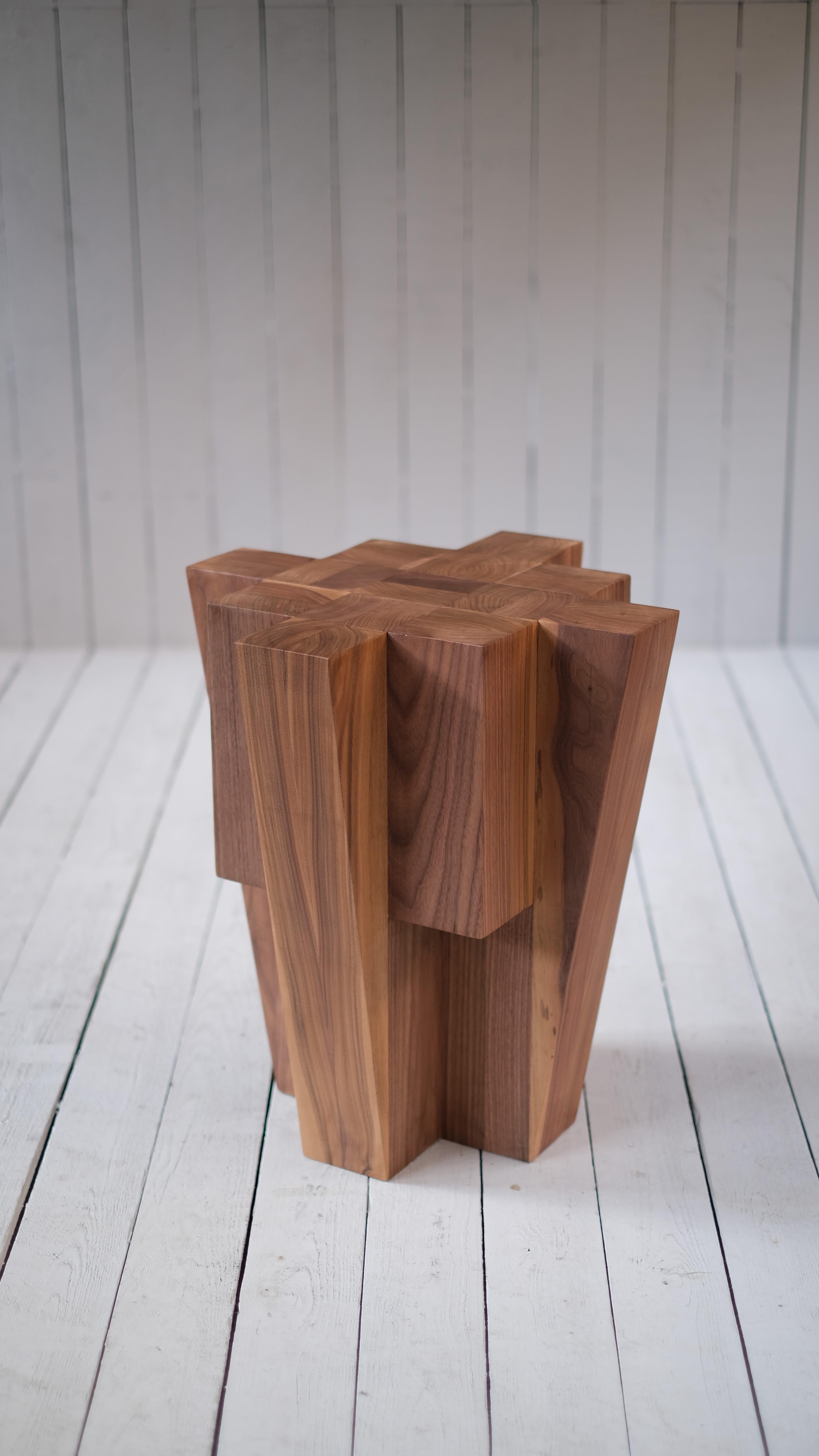 Contemporary Bunker Side Table American Walnut by Arno Declercq