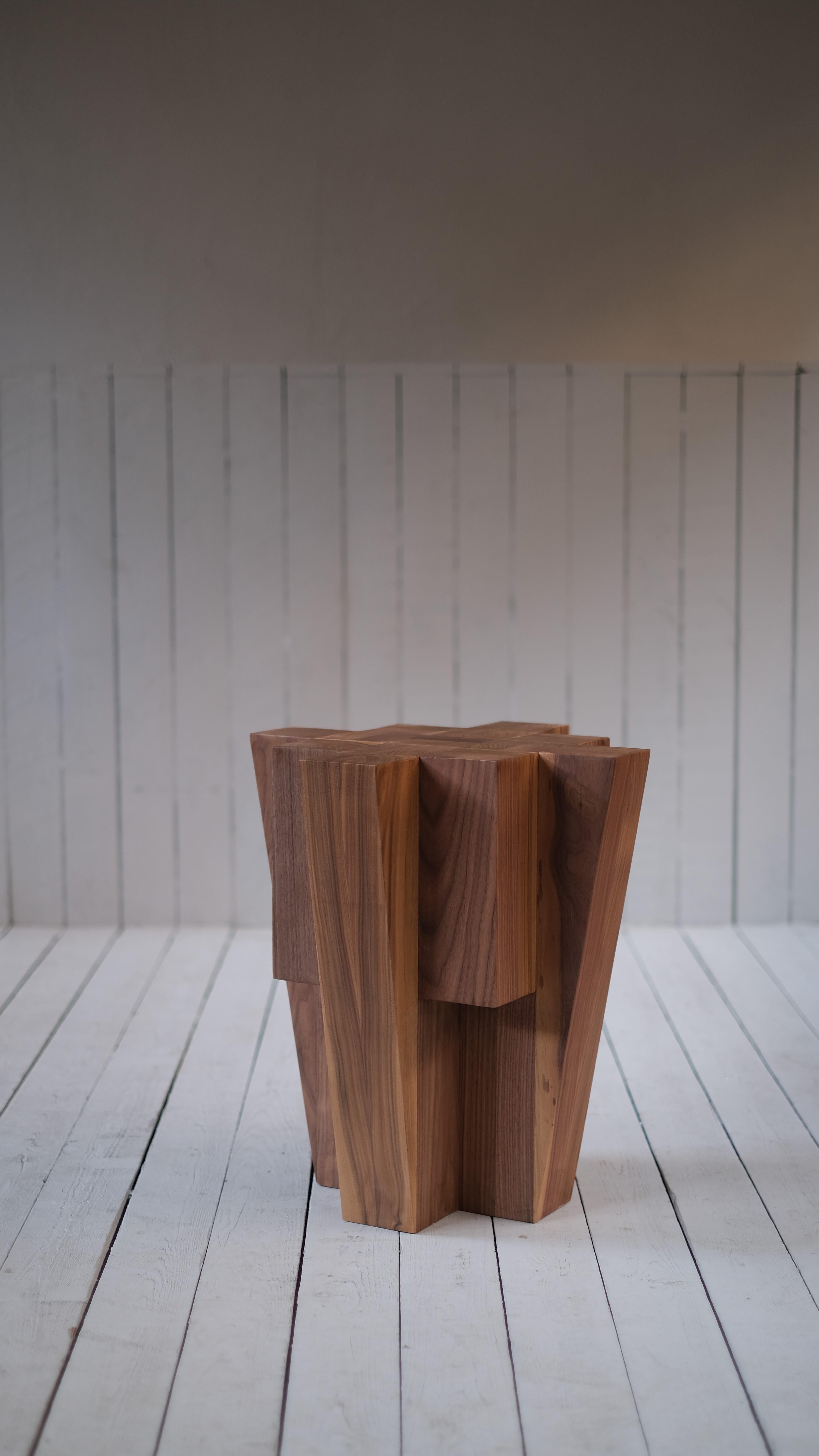 Bunker side table American walnut by Arno Declercq
Materials: American walnut.
Measures: 45 cm W x 45 cm D x 50 cm H.

Made by hand
Signed by Arno Declercq

Arno Declercq
Belgian designer and art dealer who makes bespoke objects with passion