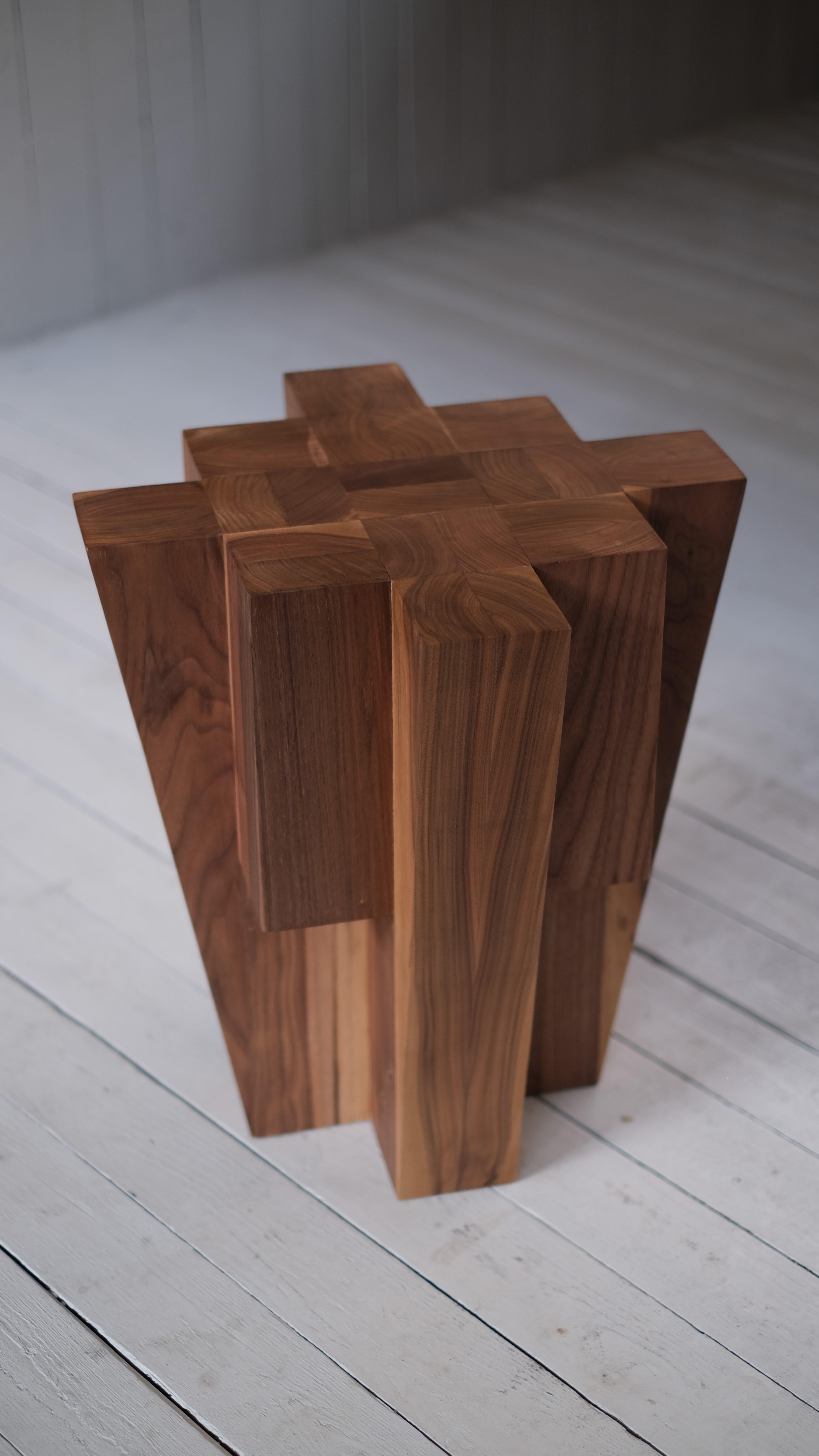 Bunker Side Table American Walnut by Arno Declercq For Sale 1