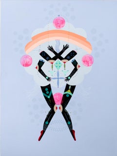 "Desert Cloud Man", Acrylic on Wood Panel, Figurative, Moon Motif