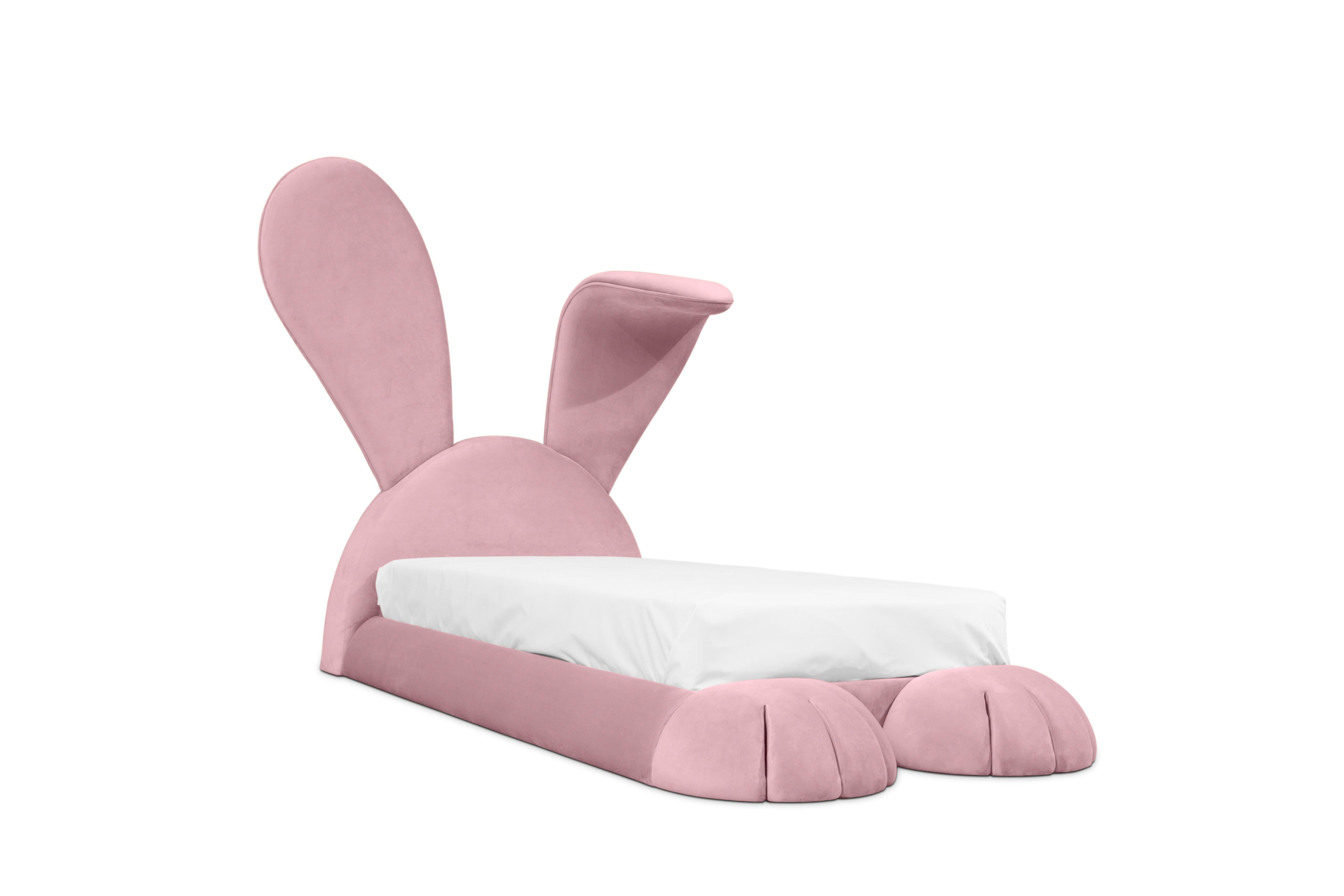 Bunny-shaped Kid's Bed in Velvet by Circu Magical Furniture is the most luxurious children's bed. This kid's bed is made by the best quality materials such as wood, velvet and with an incorporated LED light in its ear, so it can be a great resource
