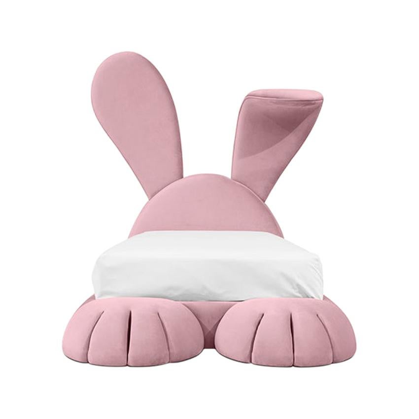 Modern Velvet Bunny Kid's Bed by Circu Magical Furniture For Sale