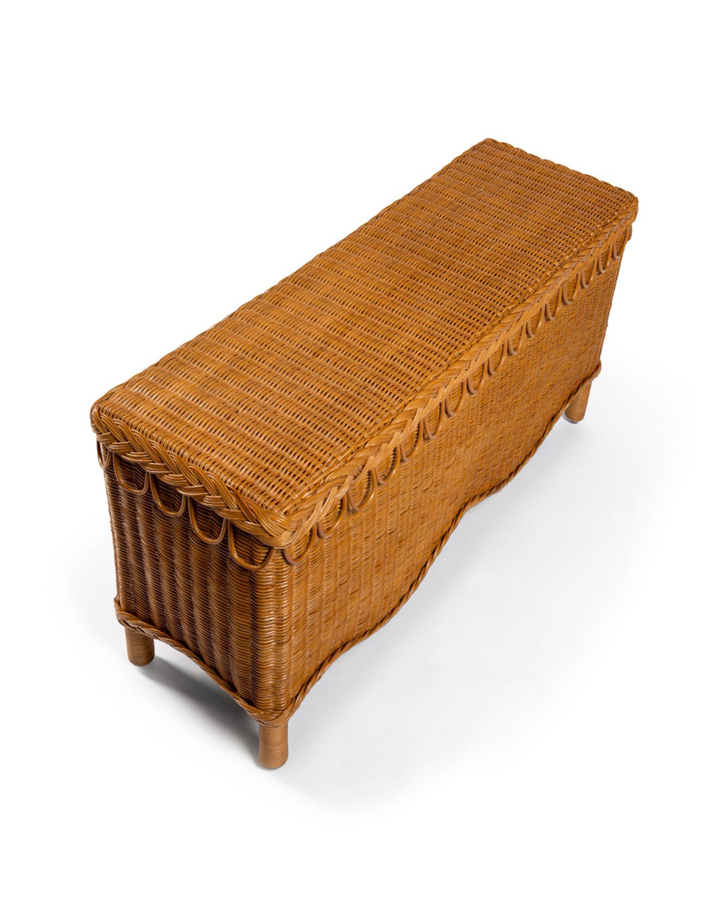 Indonesian Bunny Bench in Natural Honey Rattan, Modern furniture by Louise Roe For Sale