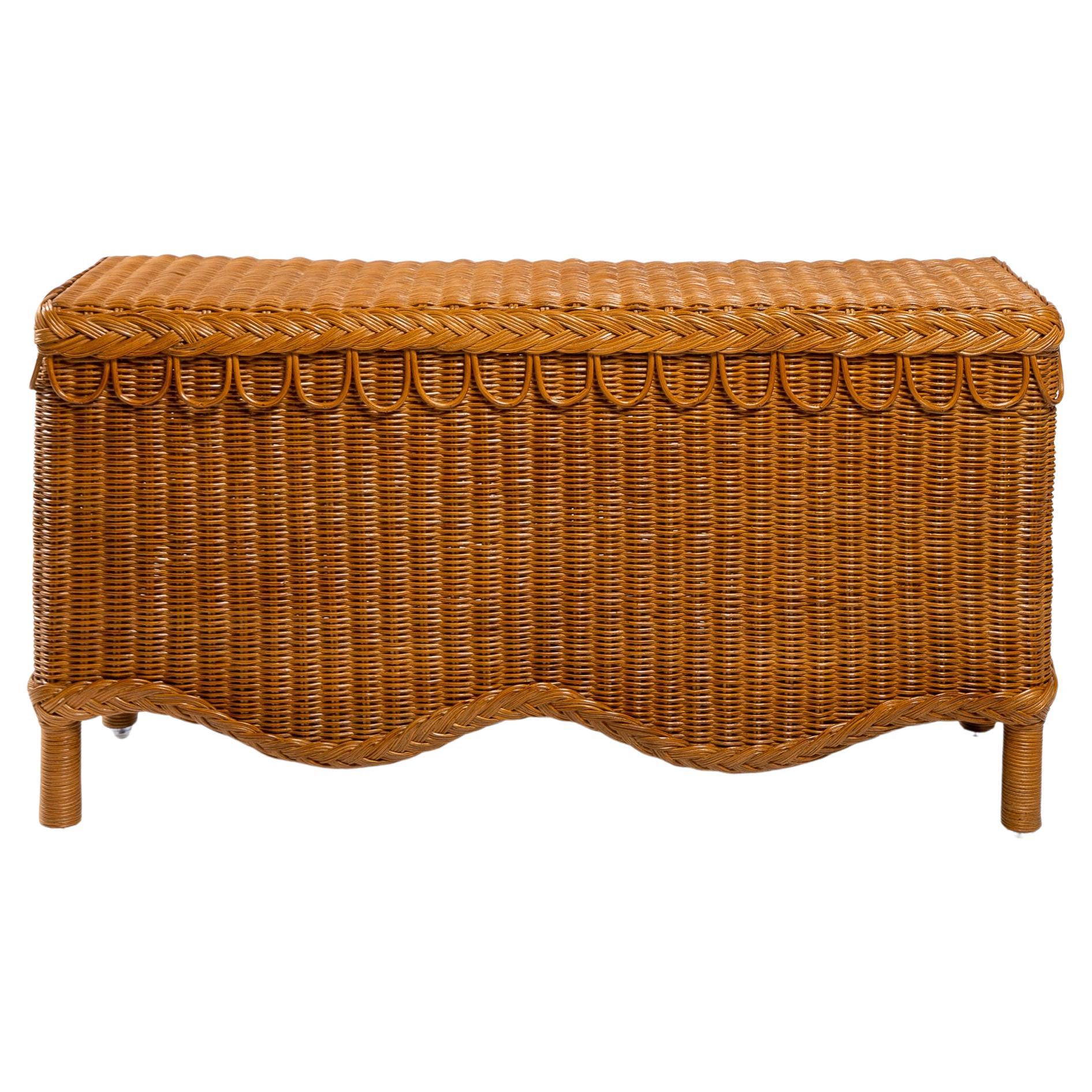 Bunny Bench in Natural Honey Rattan, Modern furniture by Louise Roe For Sale