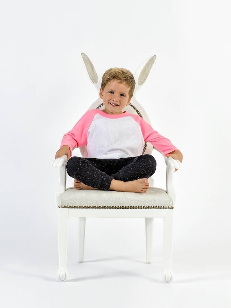 Bunny Ears Chair Armchair in Lacquered Wood and Leather For Sale 7