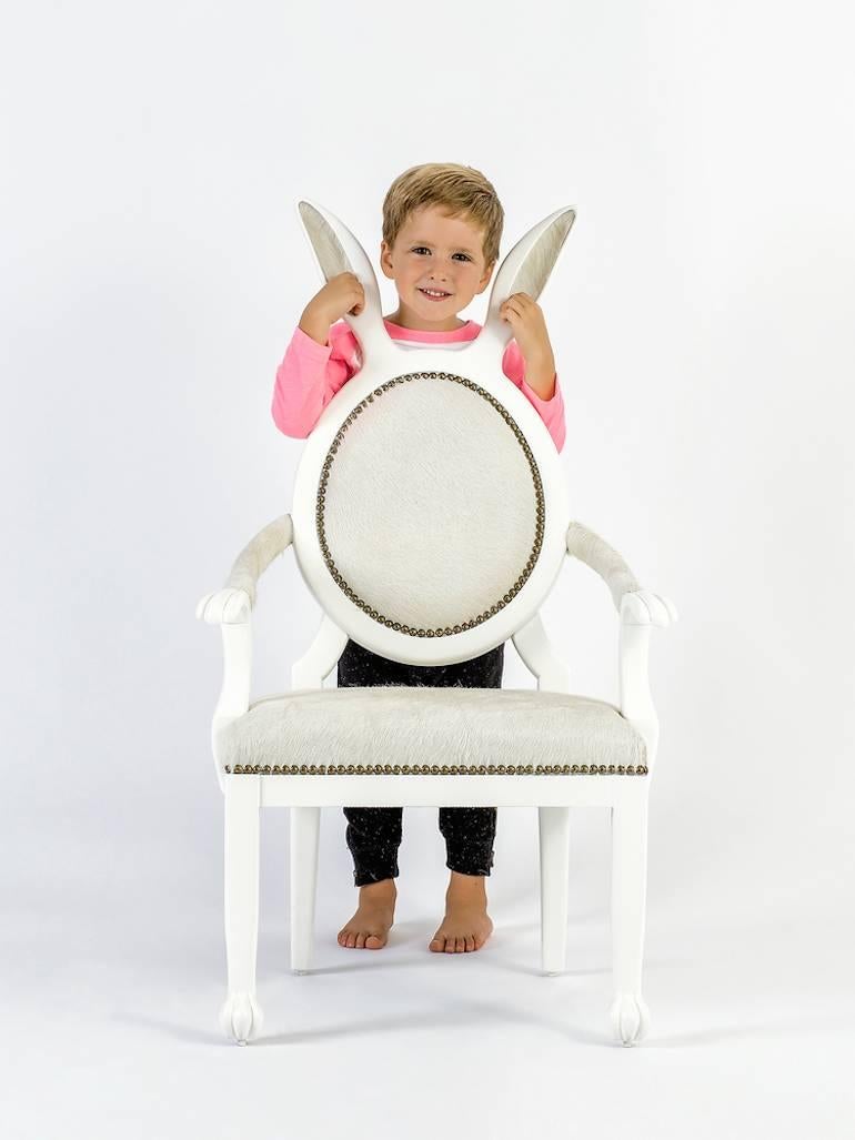 Bunny Ears Chair Armchair in Lacquered Wood and Leather For Sale 11