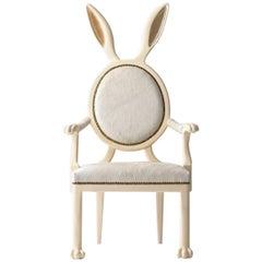 Bunny Ears Chair Armchair in Lacquered Wood and Leather