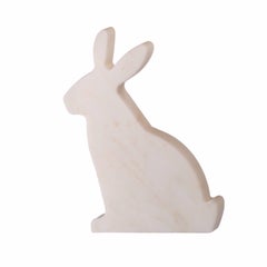 "Bunny" right bookend made of white Carrara marble in the shape of a rabbit