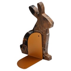 "Bunny" right bookend in Black & Gold marble in the shape of a rabbit