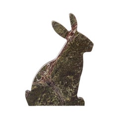 "Bunny" left bookend made of white Carrara marble in the shape of a rabbit