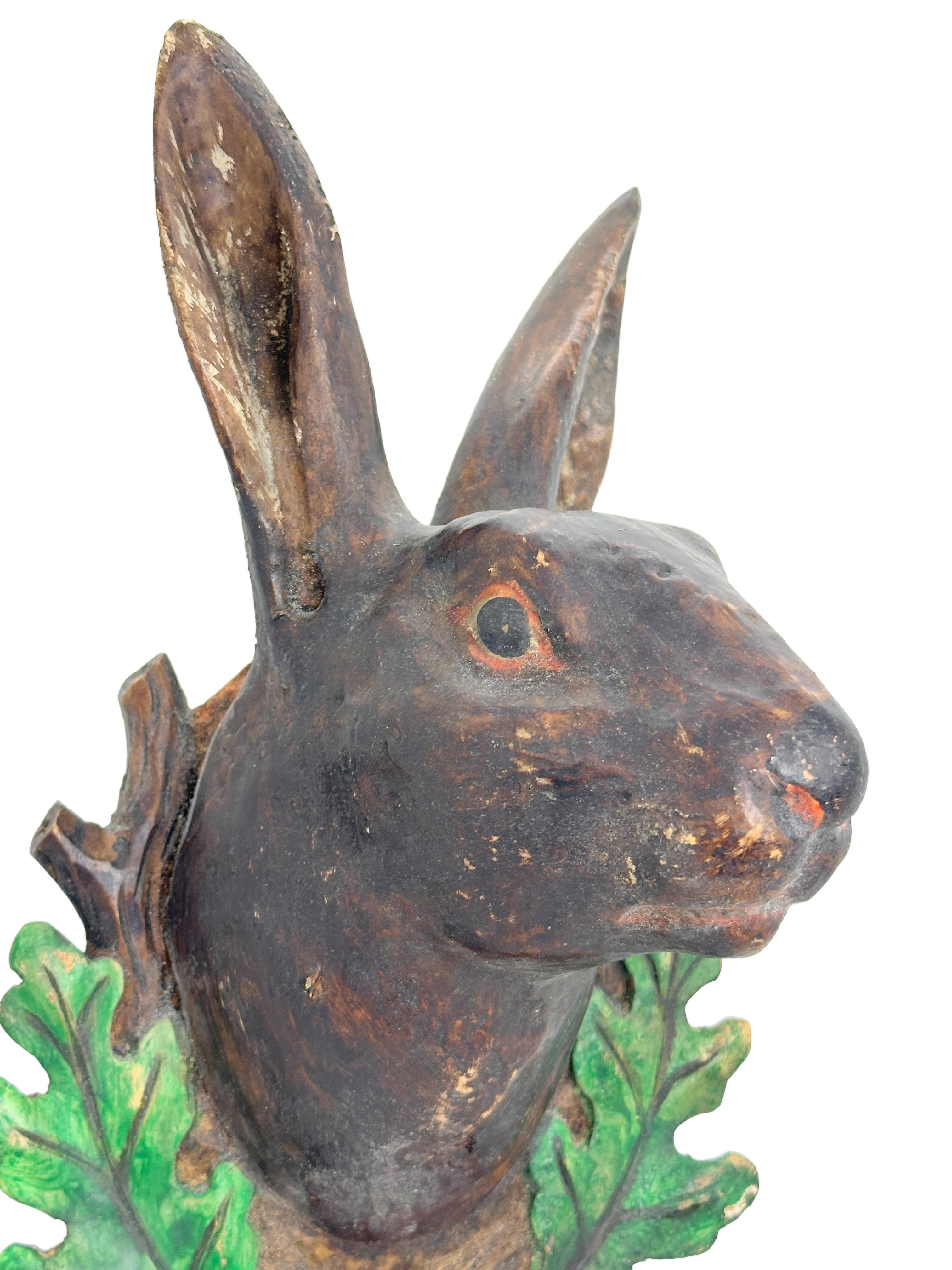 Bunny Rabbit Head Black Forest Hand Carved Folk Art, 19th Century 1