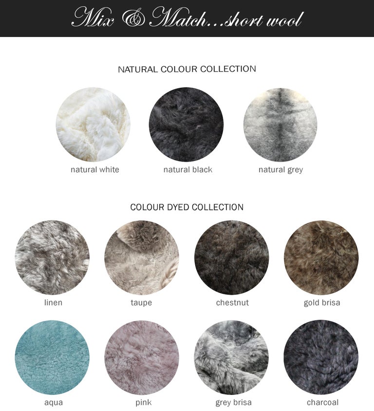 Bunny Rabbit Nursery Rug Grey Sheepskin with Long Wool Pompom Tail For