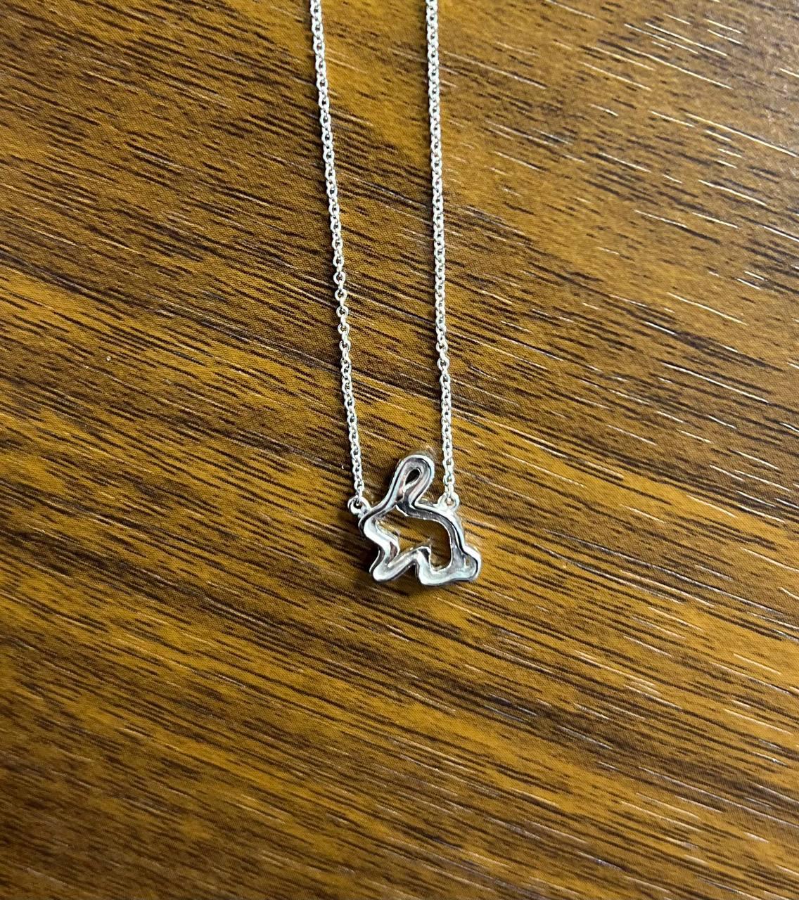 Bunny Rabbit Symbol Diamond Halo Set 14K White Gold Chain Pendant Necklace For Sale 2