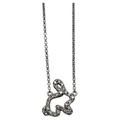 Bunny Kaninchensymbol Diamant-Halskette mit Anhänger aus 14 Karat Weißgold mit Halo-Fassung