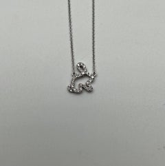 Bunny Rabbit Symbol Diamond Halo Set 18K White Gold Chain Pendant Necklace