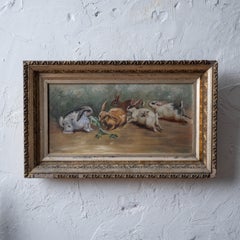 Bunny Rabbits Genre Painting, American School, 19th Century