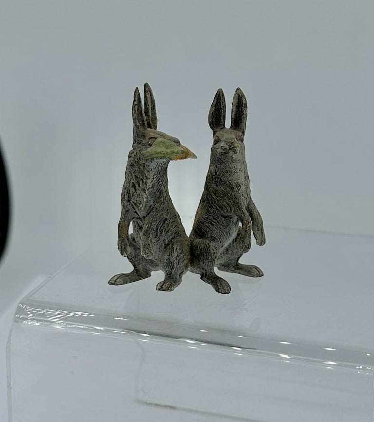 Bunny Rabbits with Carrot Austrian Vienna Bronze circa 1900 Easter ...
