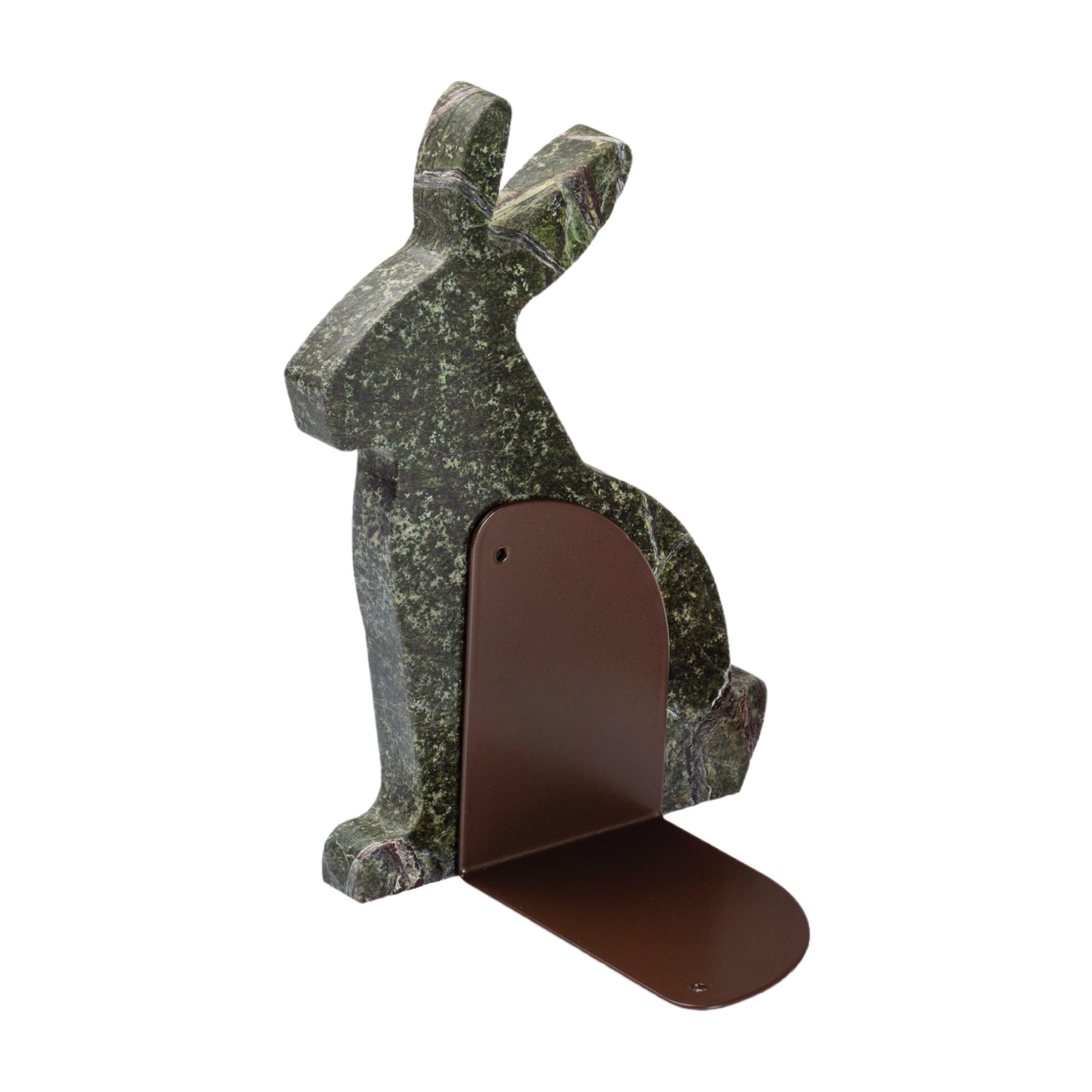 marmor Picasso Grün Buchstützen-Set 'Bunny' (Gebürstet) im Angebot