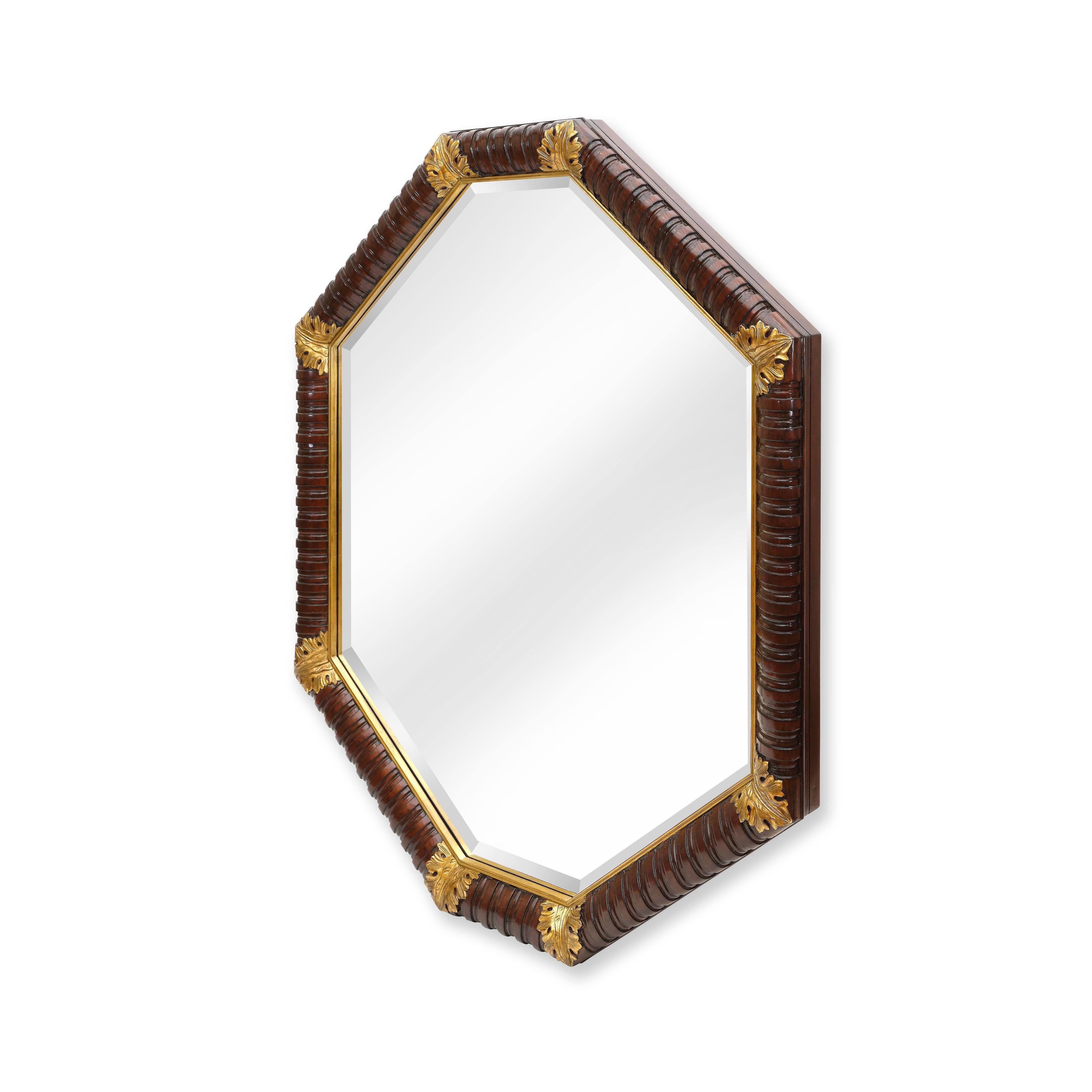 Our Acanthus mirror is the embodiment of majesty and commands attention. Upon closer look you get lost in the exquisitely hand carved and finished sides of the octagonal hardwood frame. The wooden corners are delicately adorned with carved and
