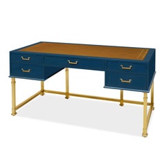 Bunny Williams Home Alix Desk (Blue with Leather)