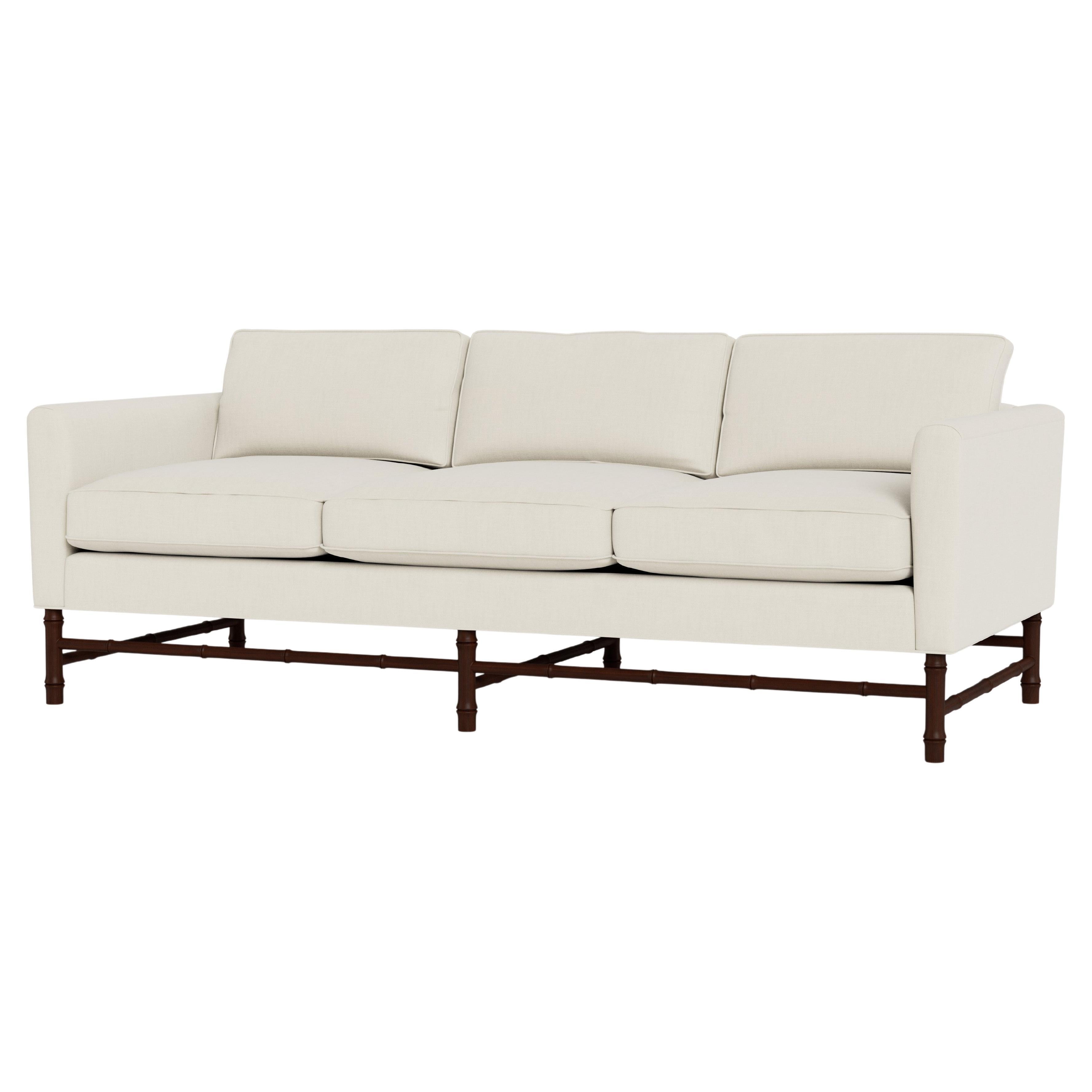 Bunny Williams Home Bamboo Sofa 80", Solid Performance Linen/Cream  For Sale
