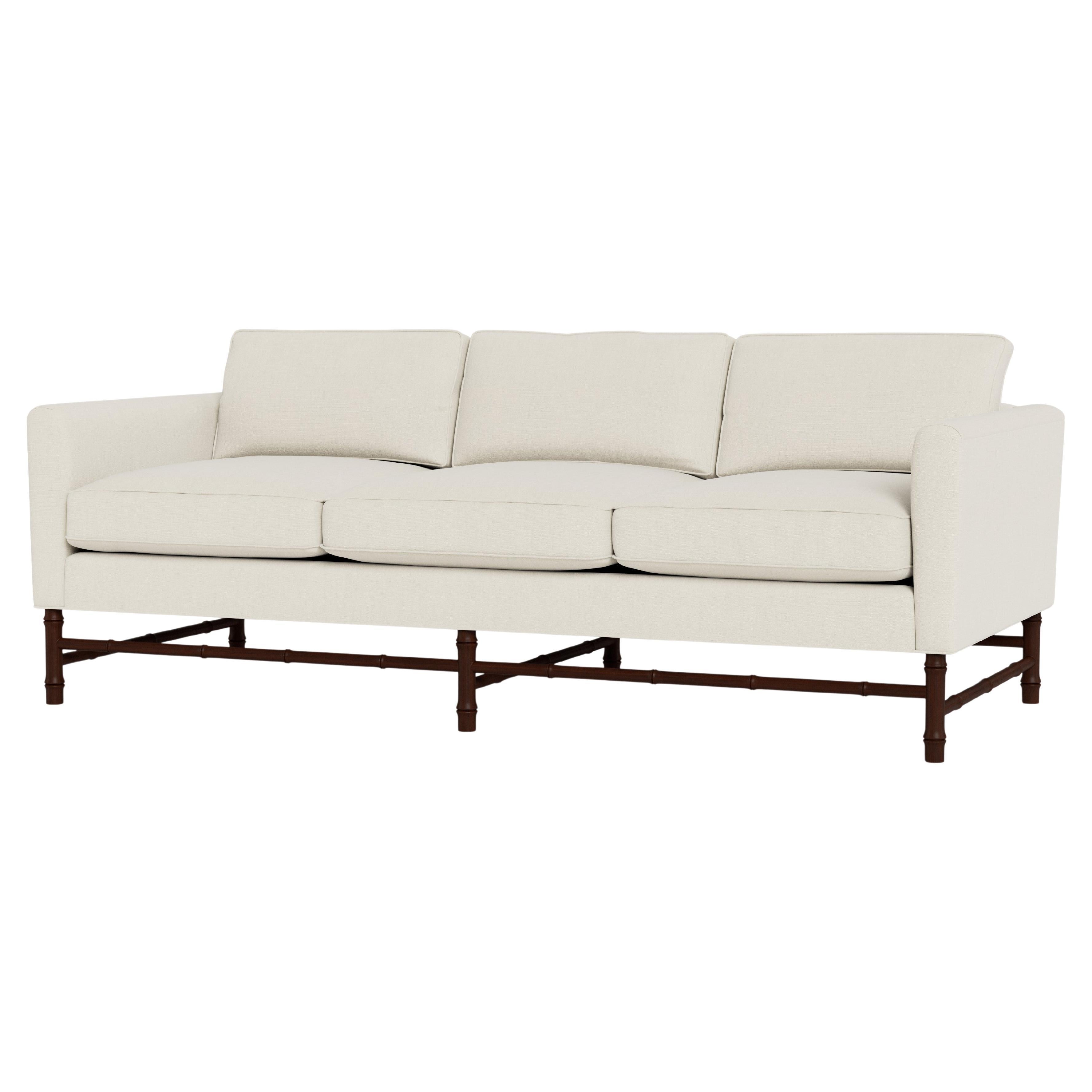 Bunny Williams Home Bamboo Sofa 80", Solid Performance Linen/Cream