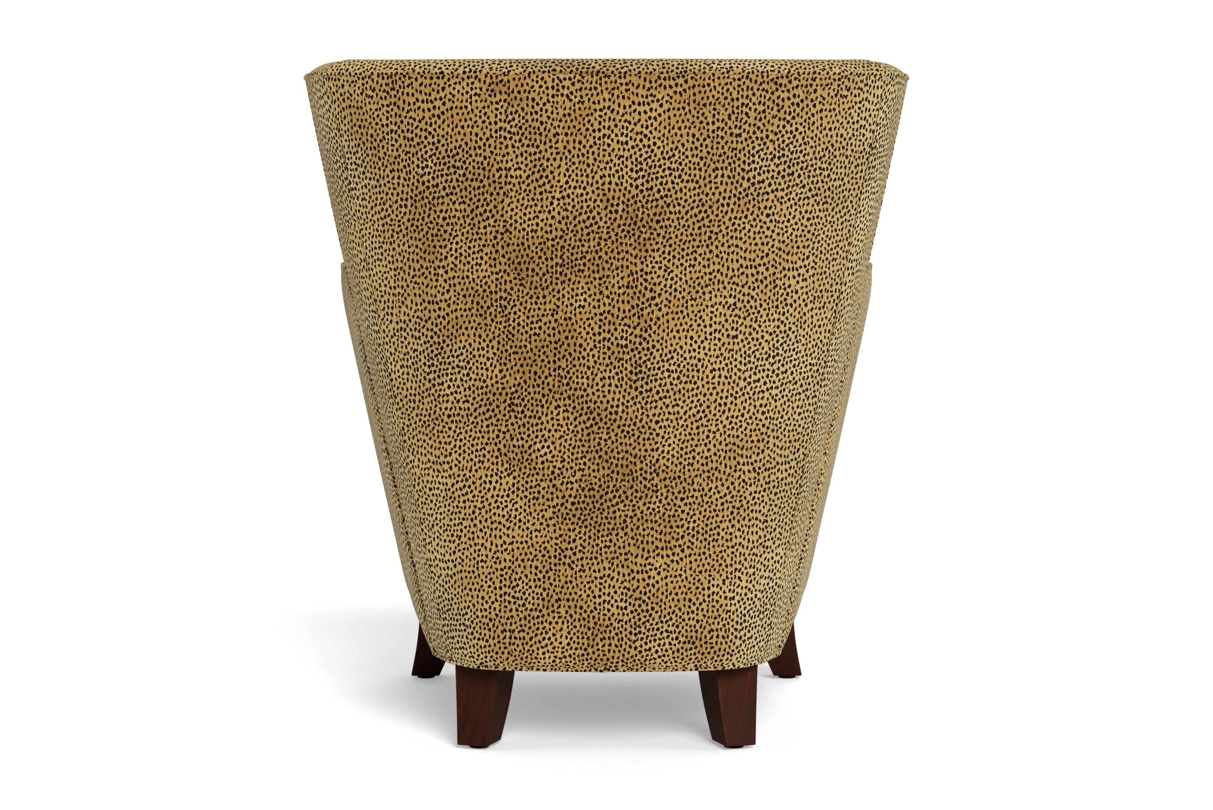 American Bunny Williams Home Bardot Chair, Leopard Chenille/Natural Mahogany For Sale