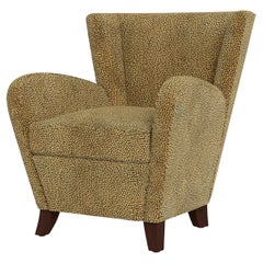 Bunny Williams Home Bardot Chair, Leopard Chenille/Natural Mahogany