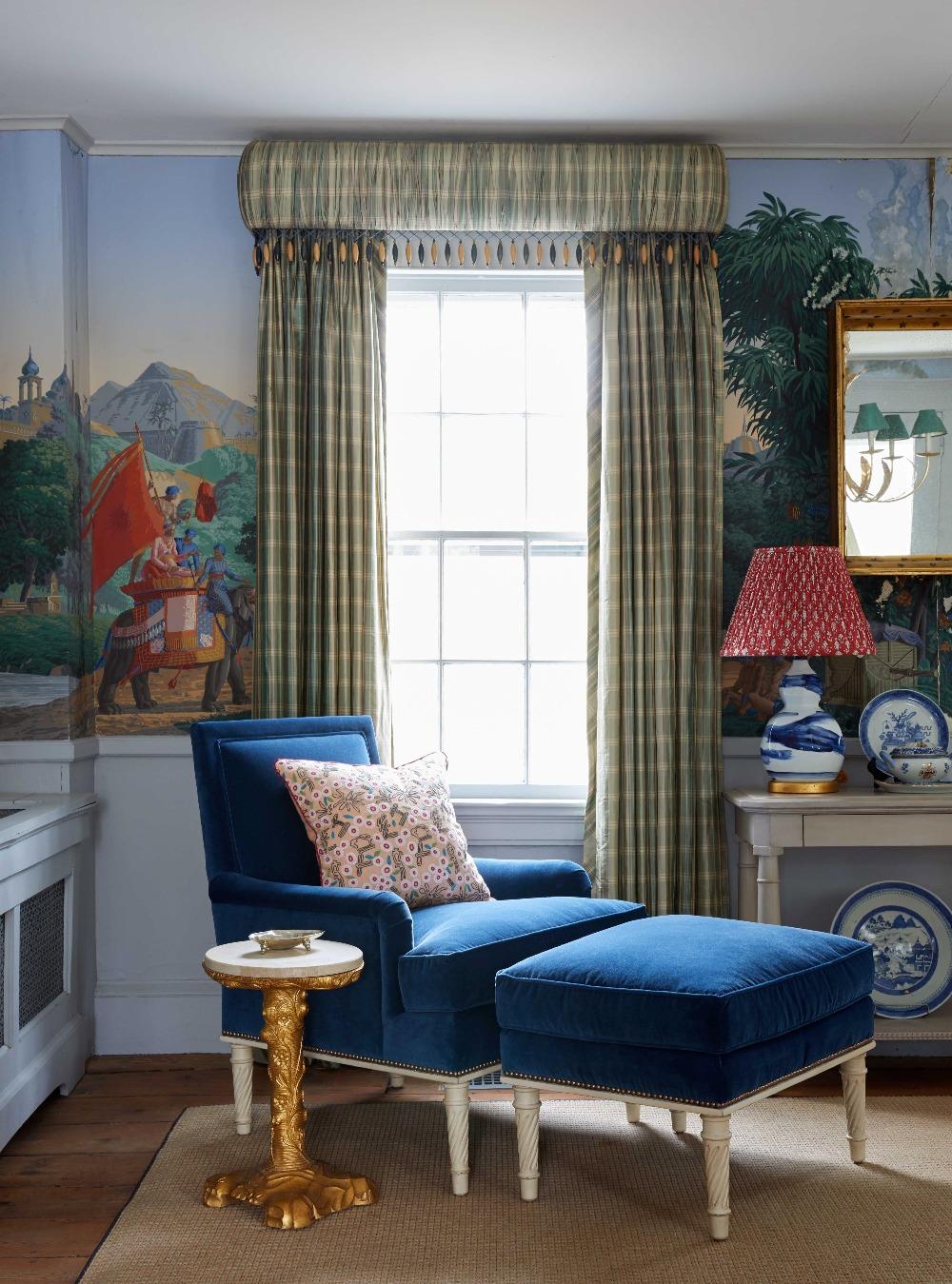 XXIe siècle et contemporain Bunny Williams Home Block Print Cranborne Lampshade 15 po. en vente