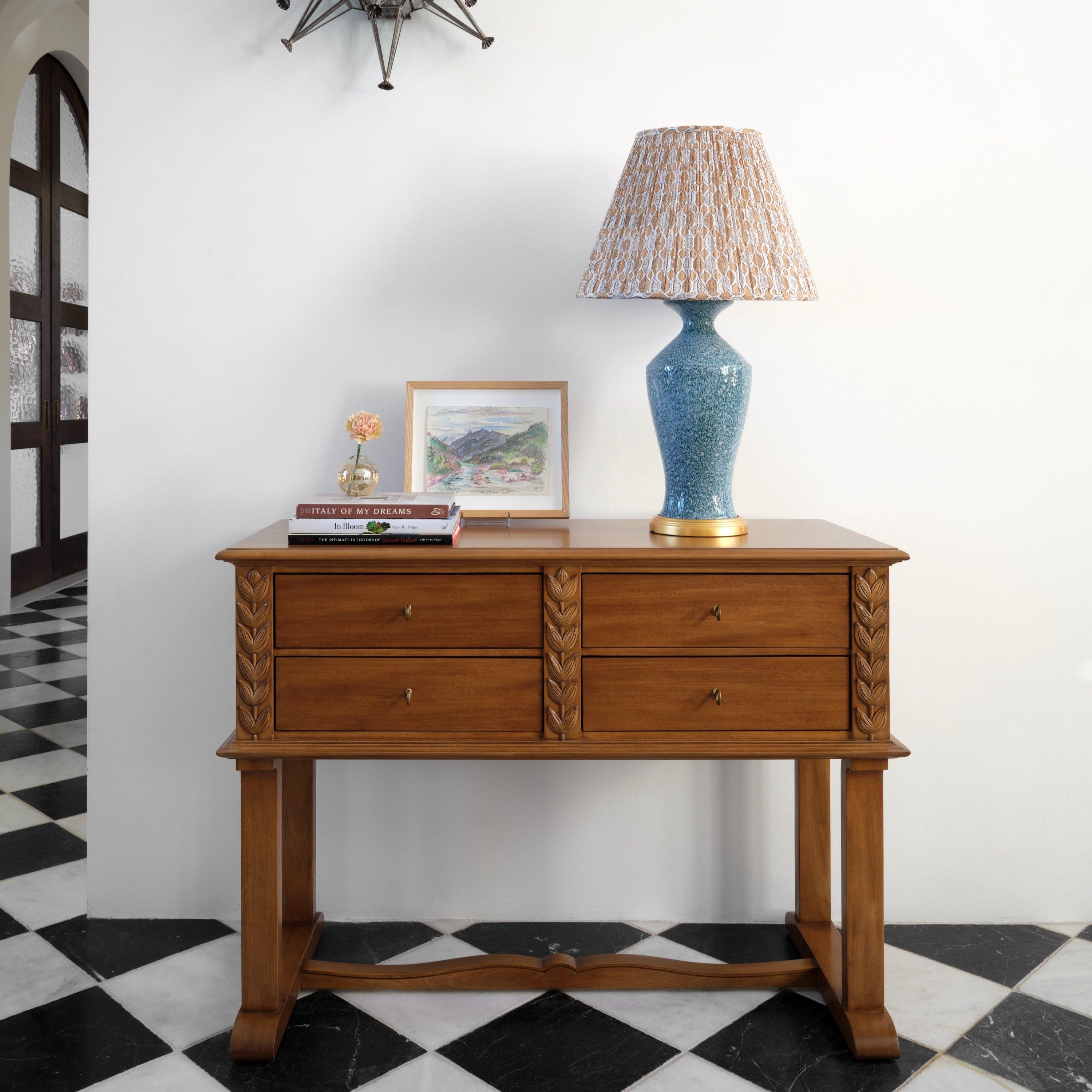 Tan Fabric Lampshade, Lafayette Print, Large, by Bunny Williams Home In New Condition For Sale In New York, NY