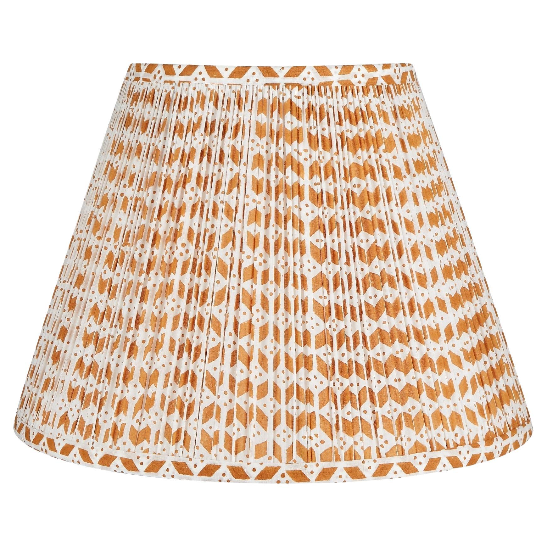 Bunny Williams Home Block Print Roxbury Lampshade 15" (Caramel) For Sale