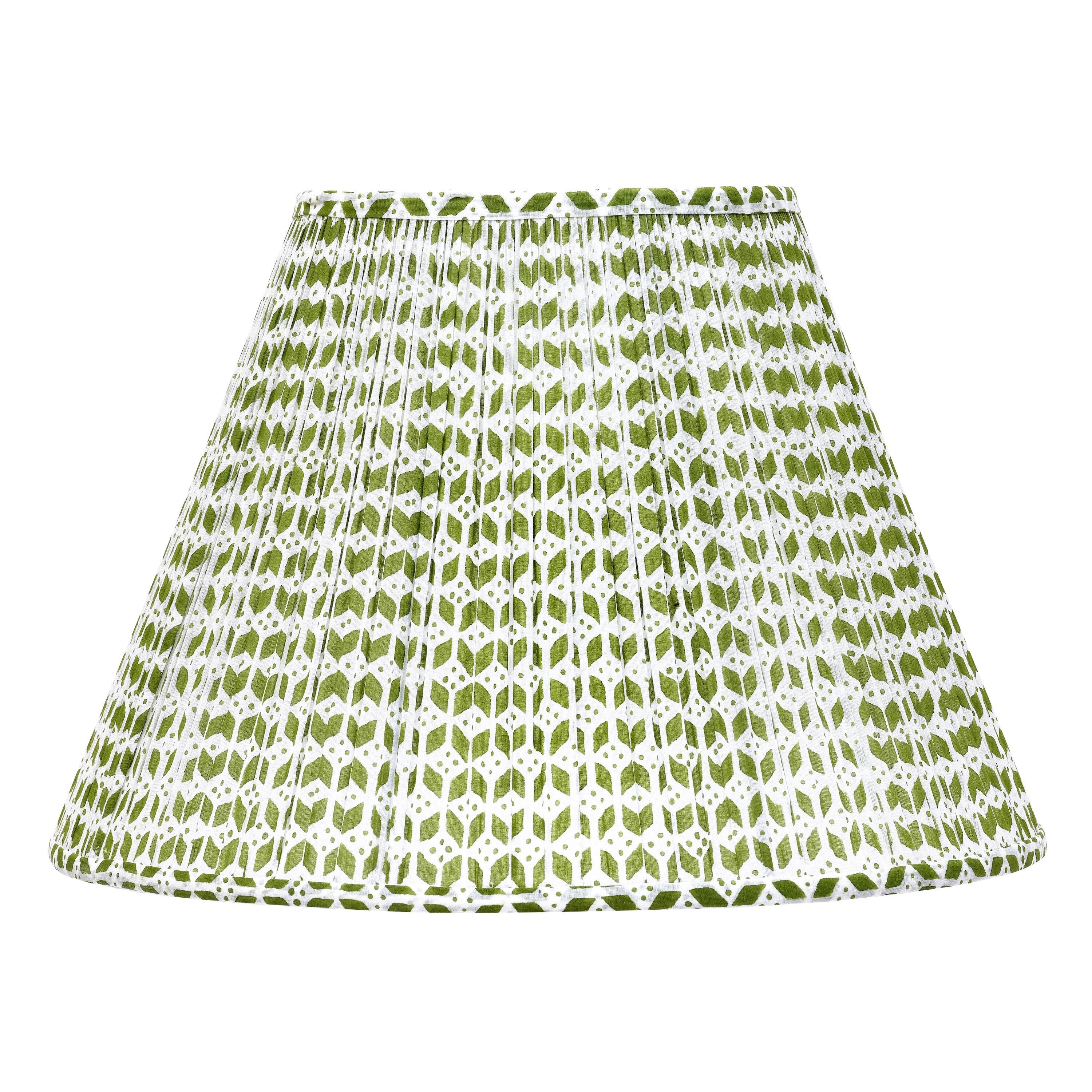 Fait main Bunny Williams Home Block Print Roxbury abat-jour 18 pouces (vert) en vente