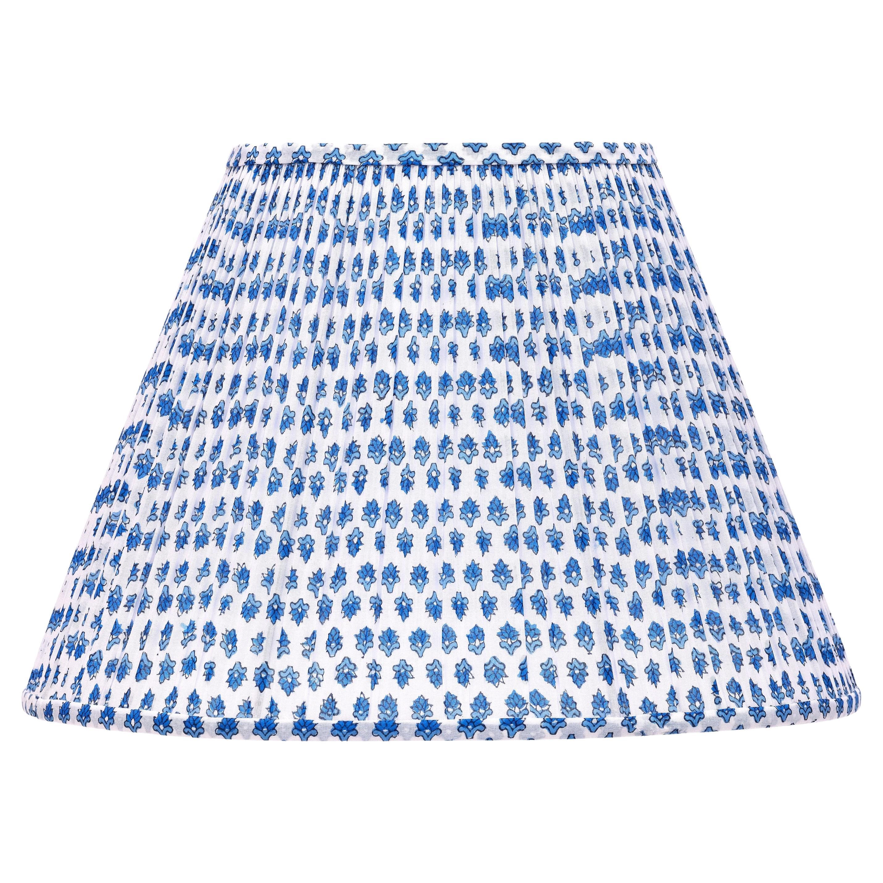 Bunny Williams Home Block Print Wild Ginger Lampshade 15" (Blue) For Sale