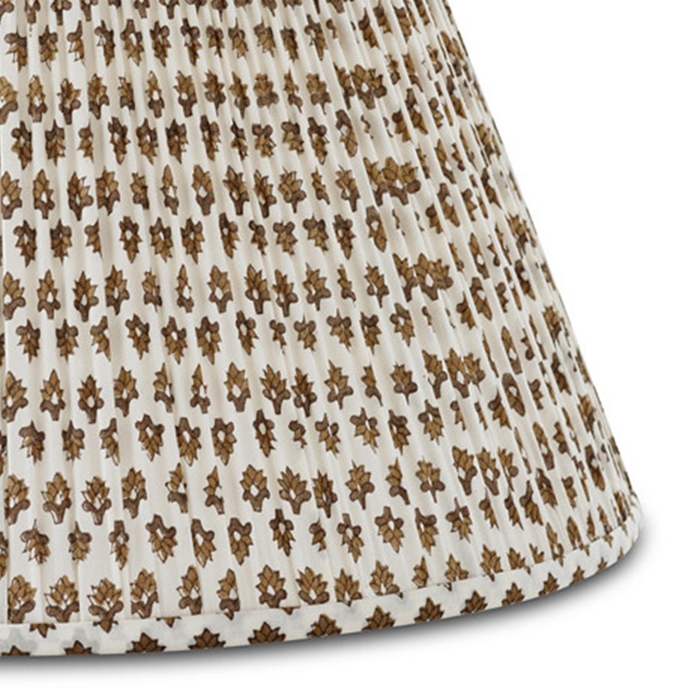 This small brown flower pattern is a beautiful, subtle neutral and would be entirely at home atop our Pheasant Feather Lamp (Brown) or Chicken Feather Lamp (Brown). Scaled to work on nearly all of the Bunny Williams Home table lamps.

Patterned