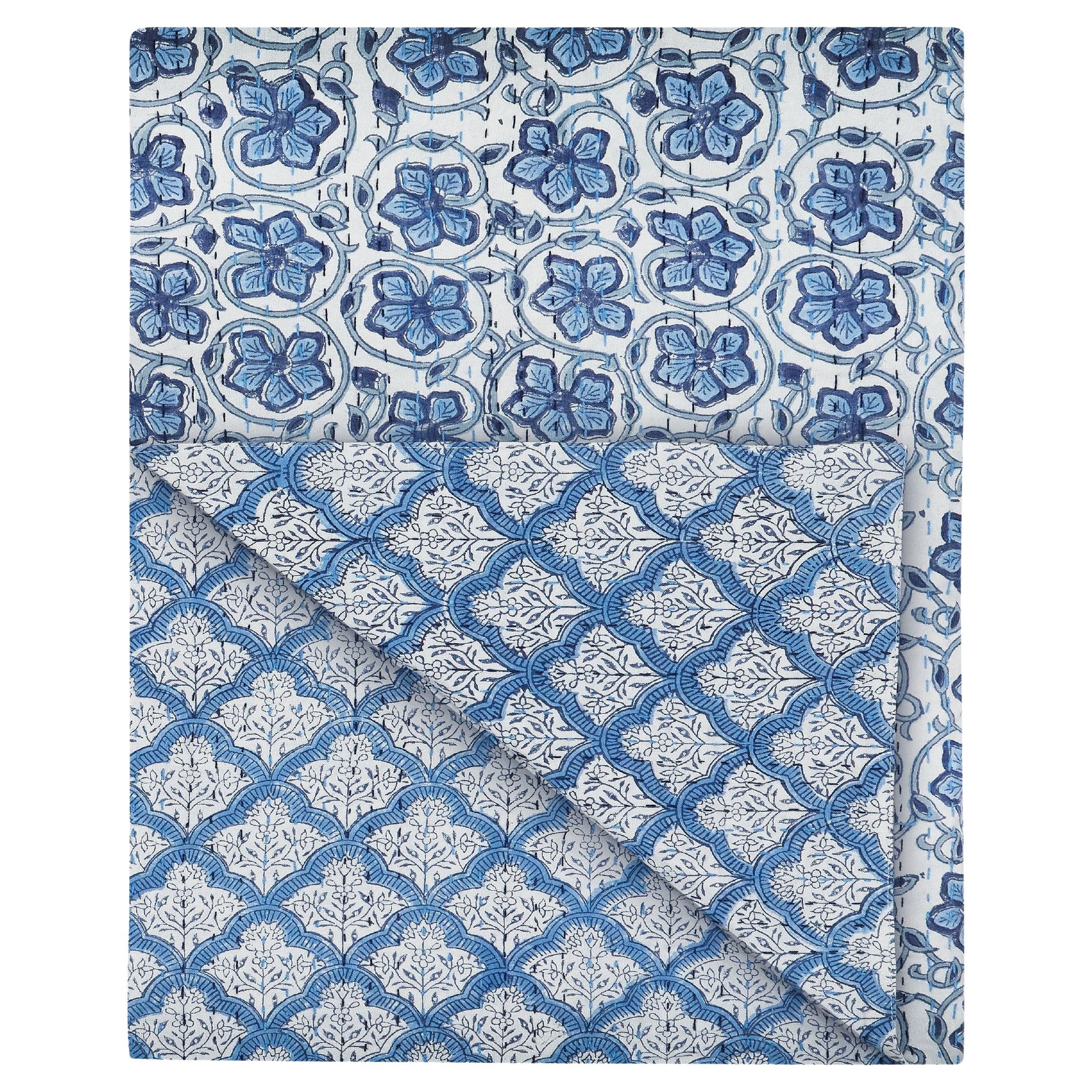 Bunny Williams Home Blue Hibiscus Sofa Throw