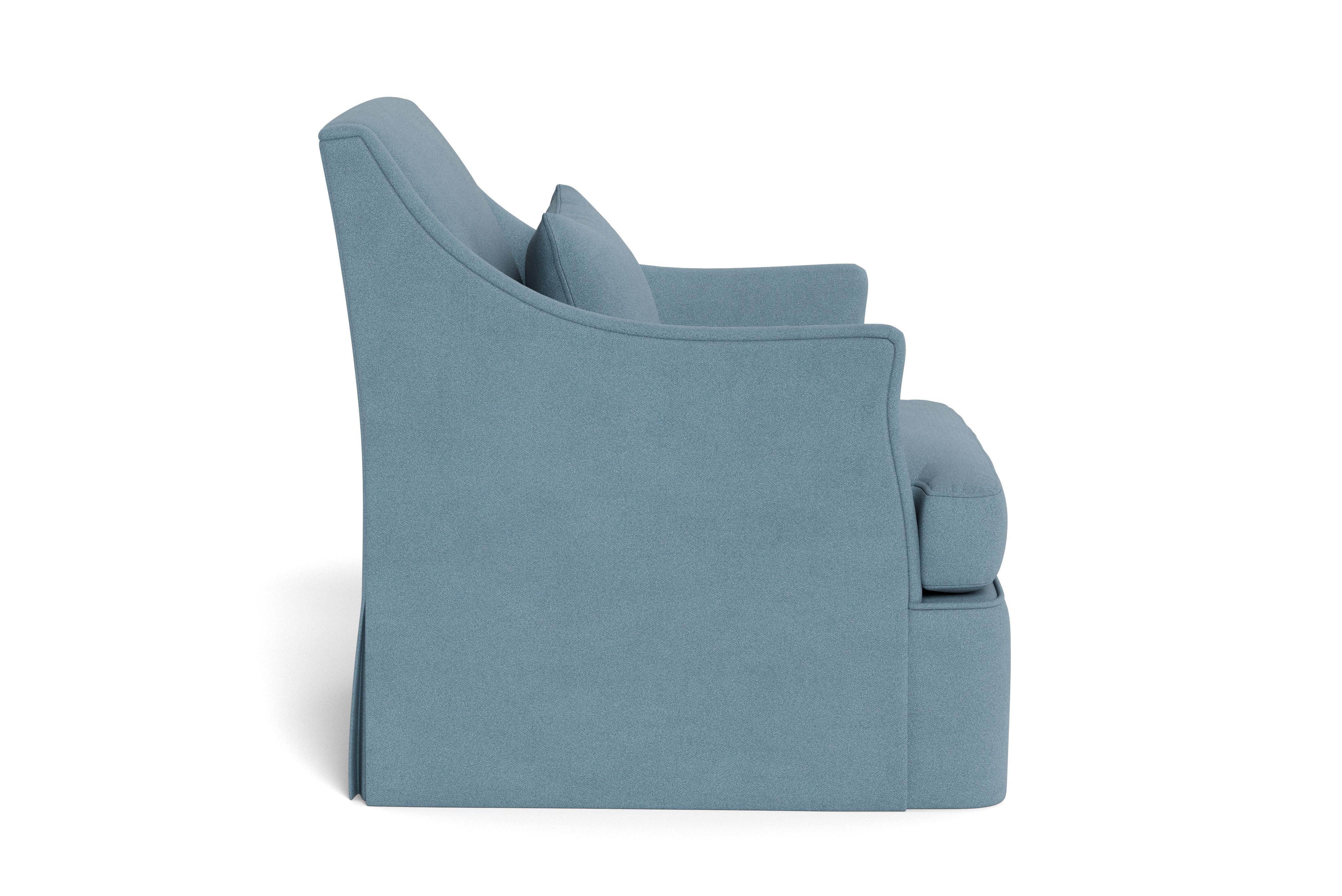 Bunny Williams Home Bowen Armchair, Solid Performance Linen/Aegean In New Condition For Sale In New York, NY