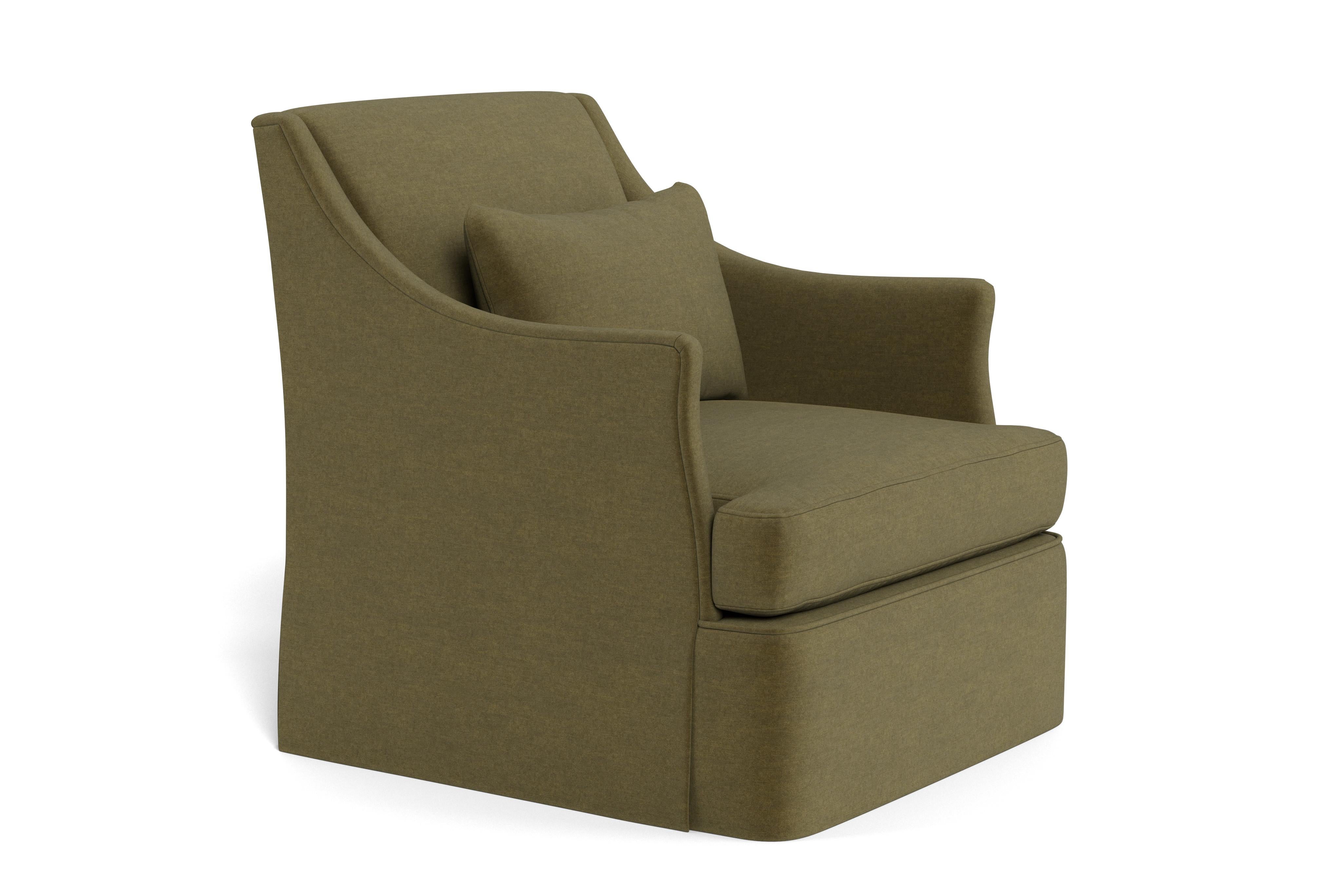 American Bunny Williams Home Bowen Armchair, Solid Performance Velvet/Moss For Sale