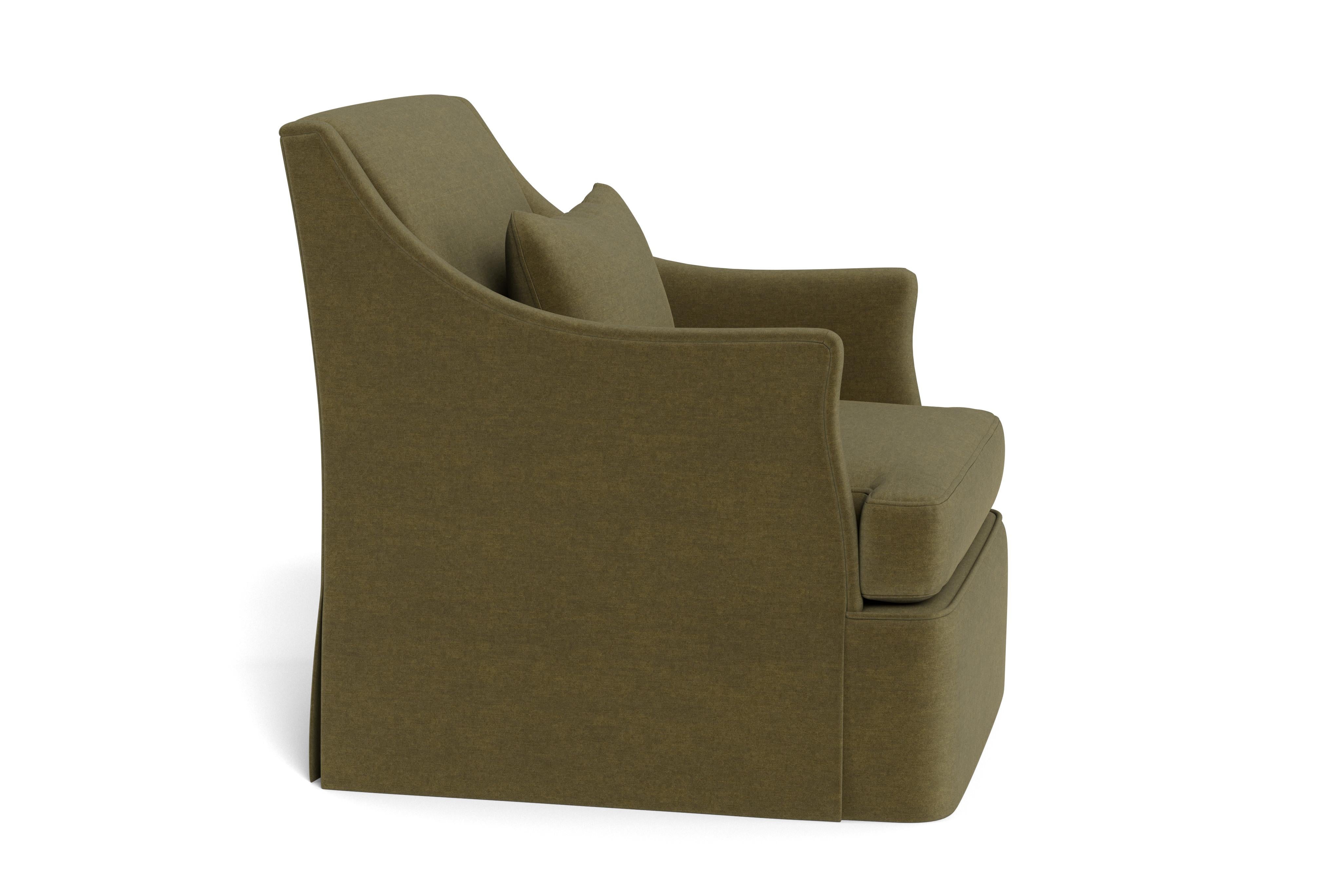 Bunny Williams Home Bowen Armchair, Solid Performance Velvet/Moss In New Condition For Sale In New York, NY