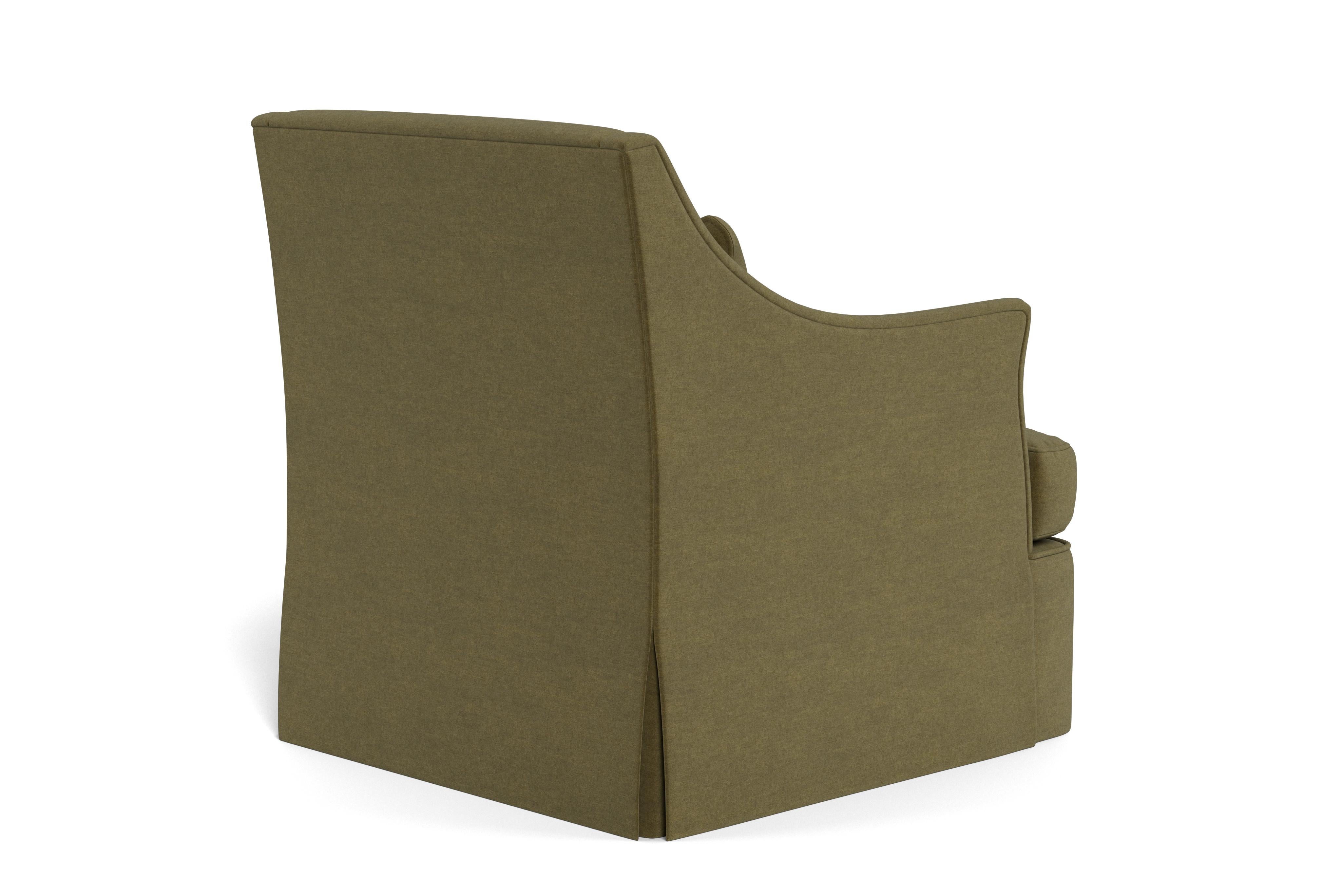 Contemporary Bunny Williams Home Bowen Armchair, Solid Performance Velvet/Moss For Sale