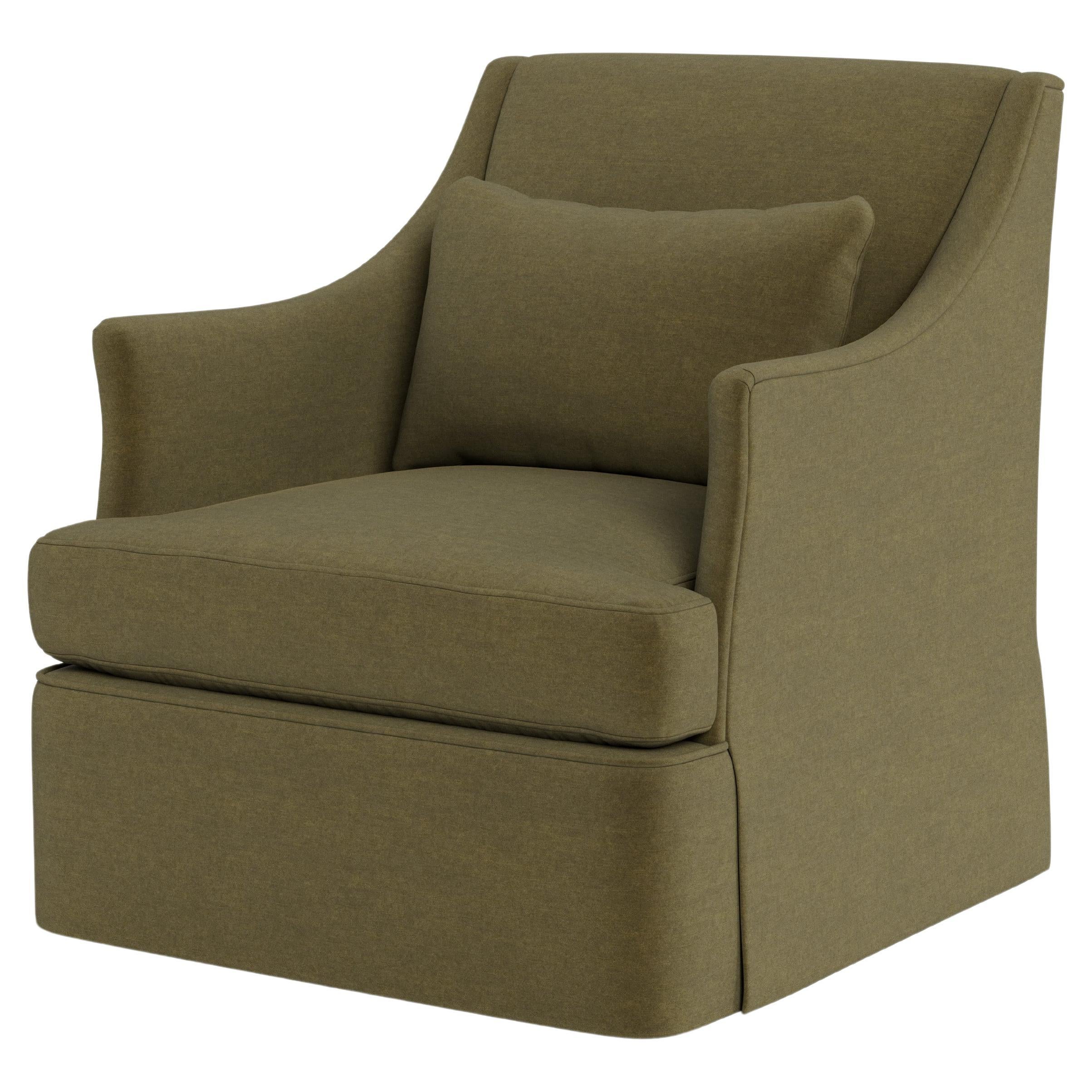 Bunny Williams Home Bowen Armchair, Solid Performance Velvet/Moss For Sale