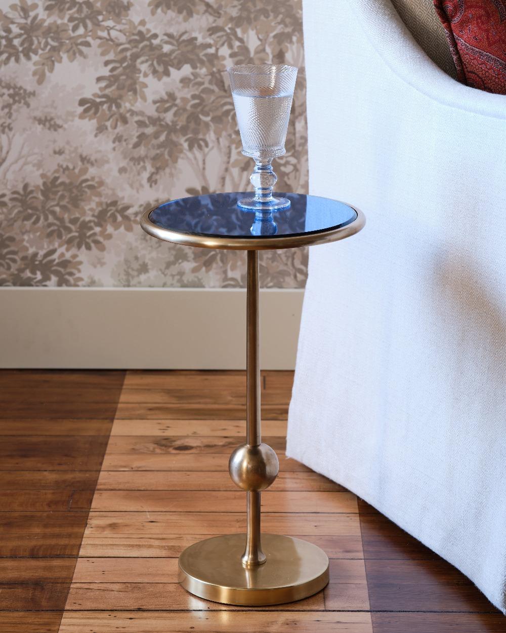 Indian Bunny Williams Home Burke Drinks Table (Blue Mirror) For Sale