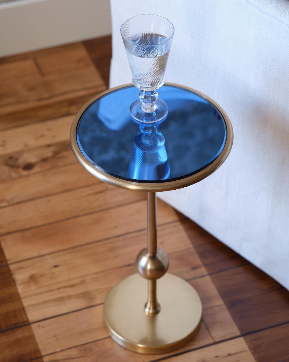 Bunny Williams Home Burke Drinks Table (Blue Mirror) In New Condition For Sale In New York, NY