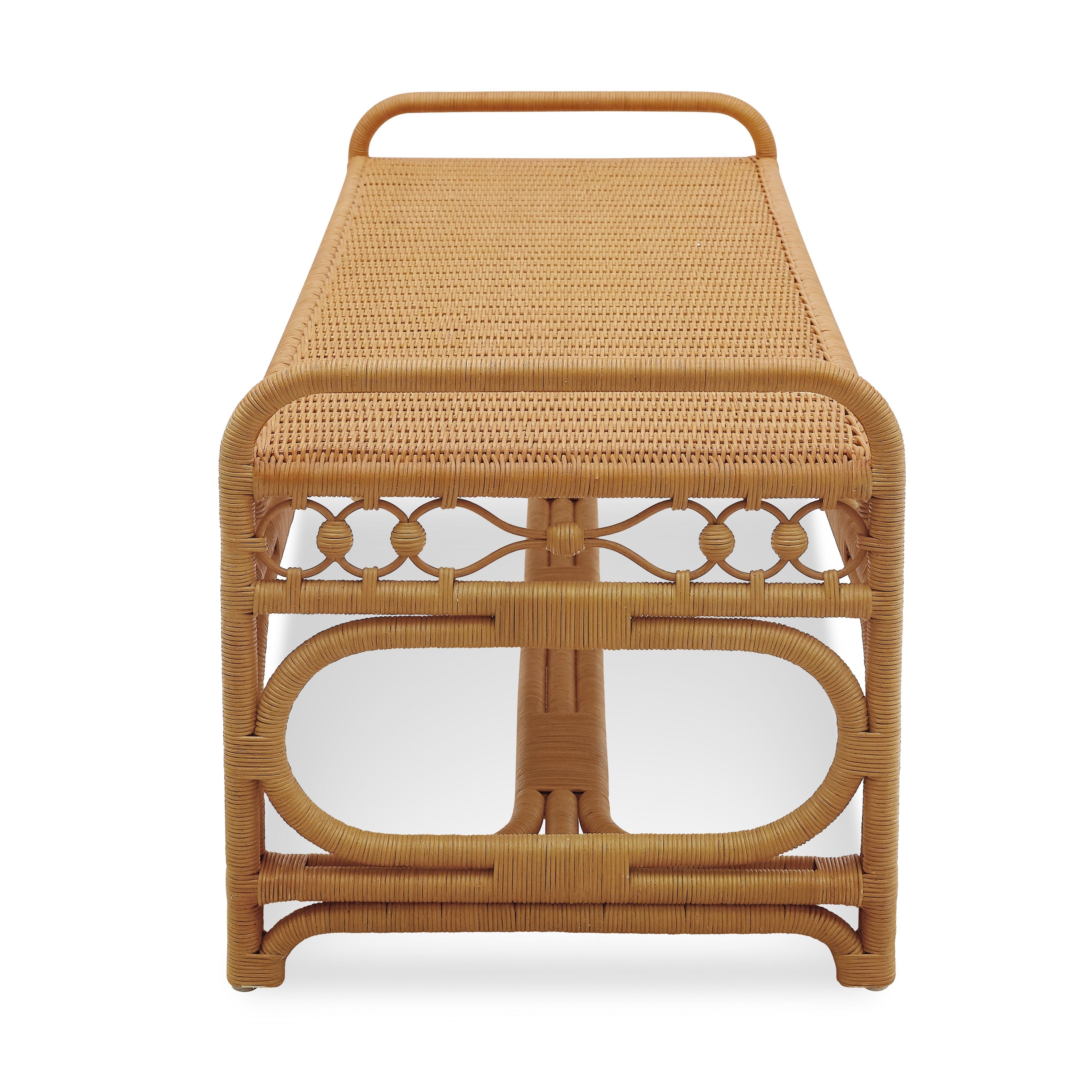 Indonesian Bunny Williams Home Carlisle Rattan Bench For Sale