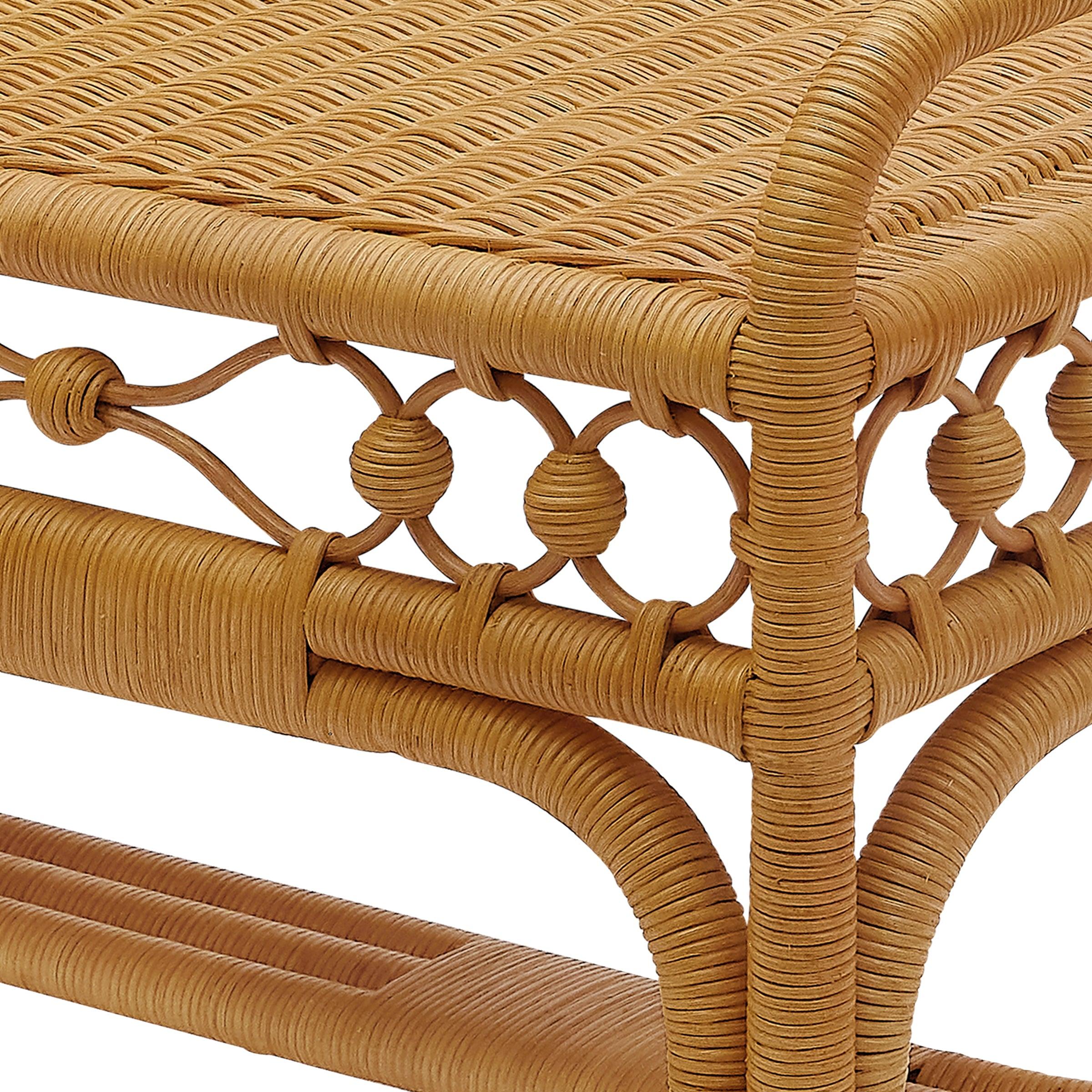 Contemporary Bunny Williams Home Carlisle Rattan Bench For Sale