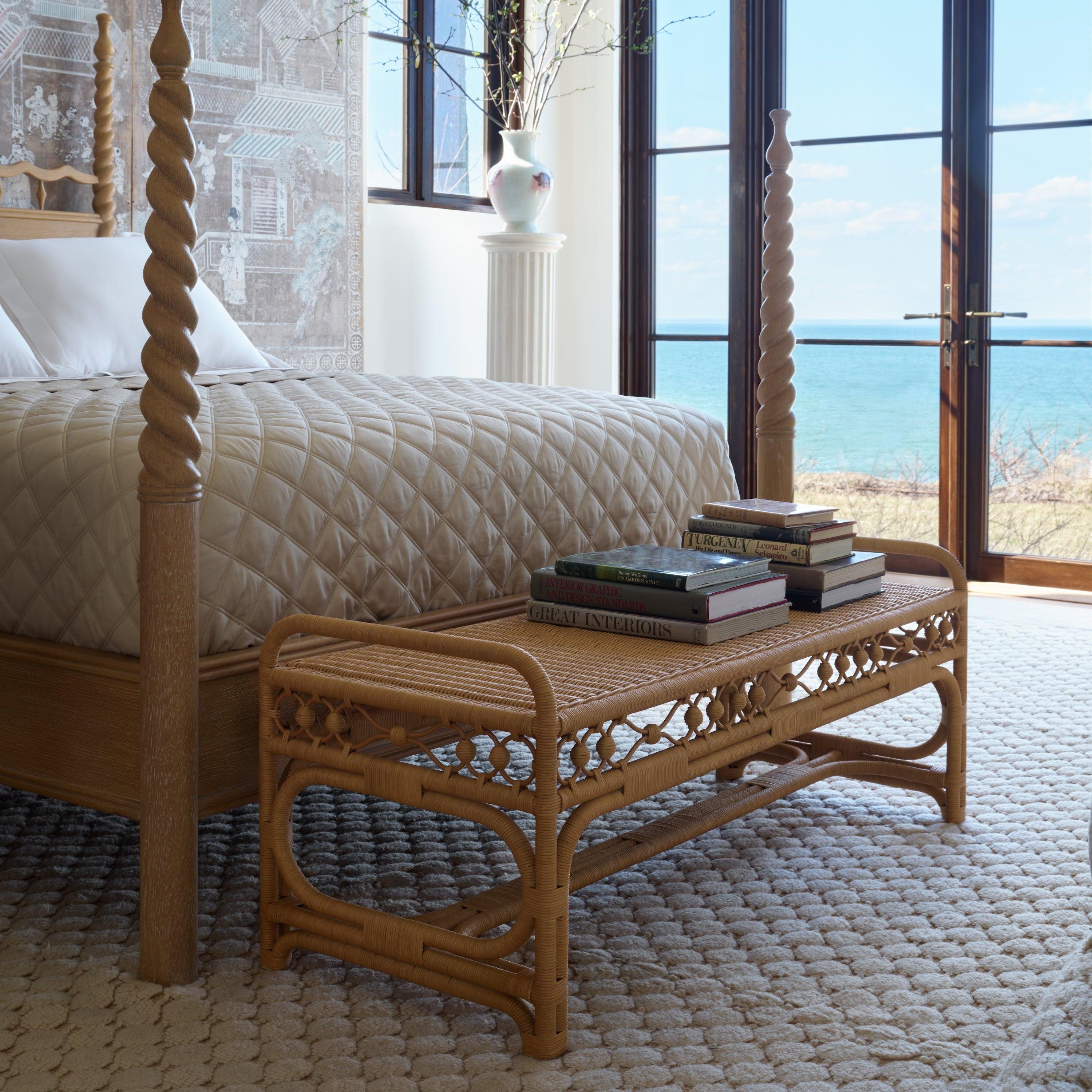Bunny Williams Home Carlisle Rattan Bench For Sale 1
