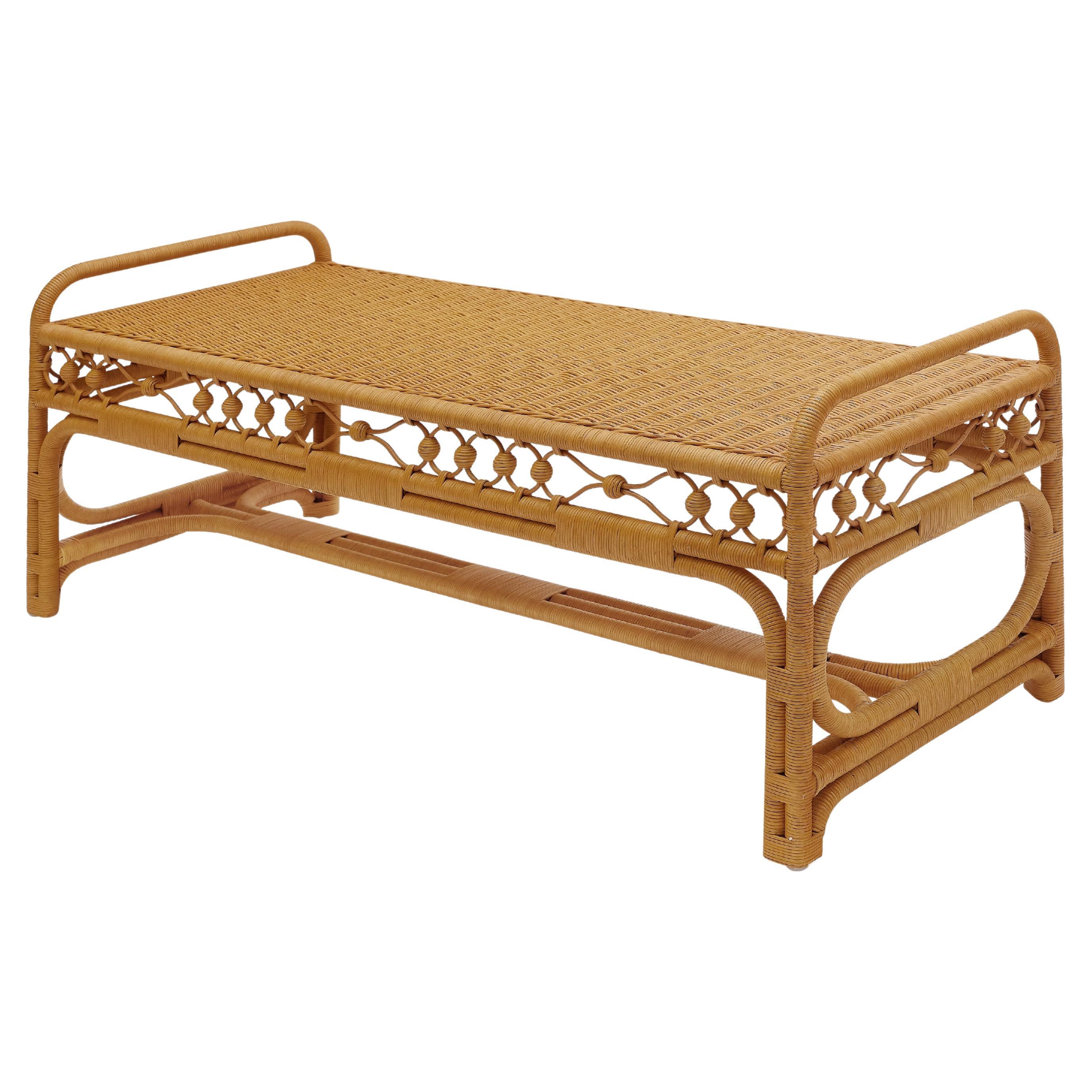 Bunny Williams Home Carlisle Rattan Bench For Sale