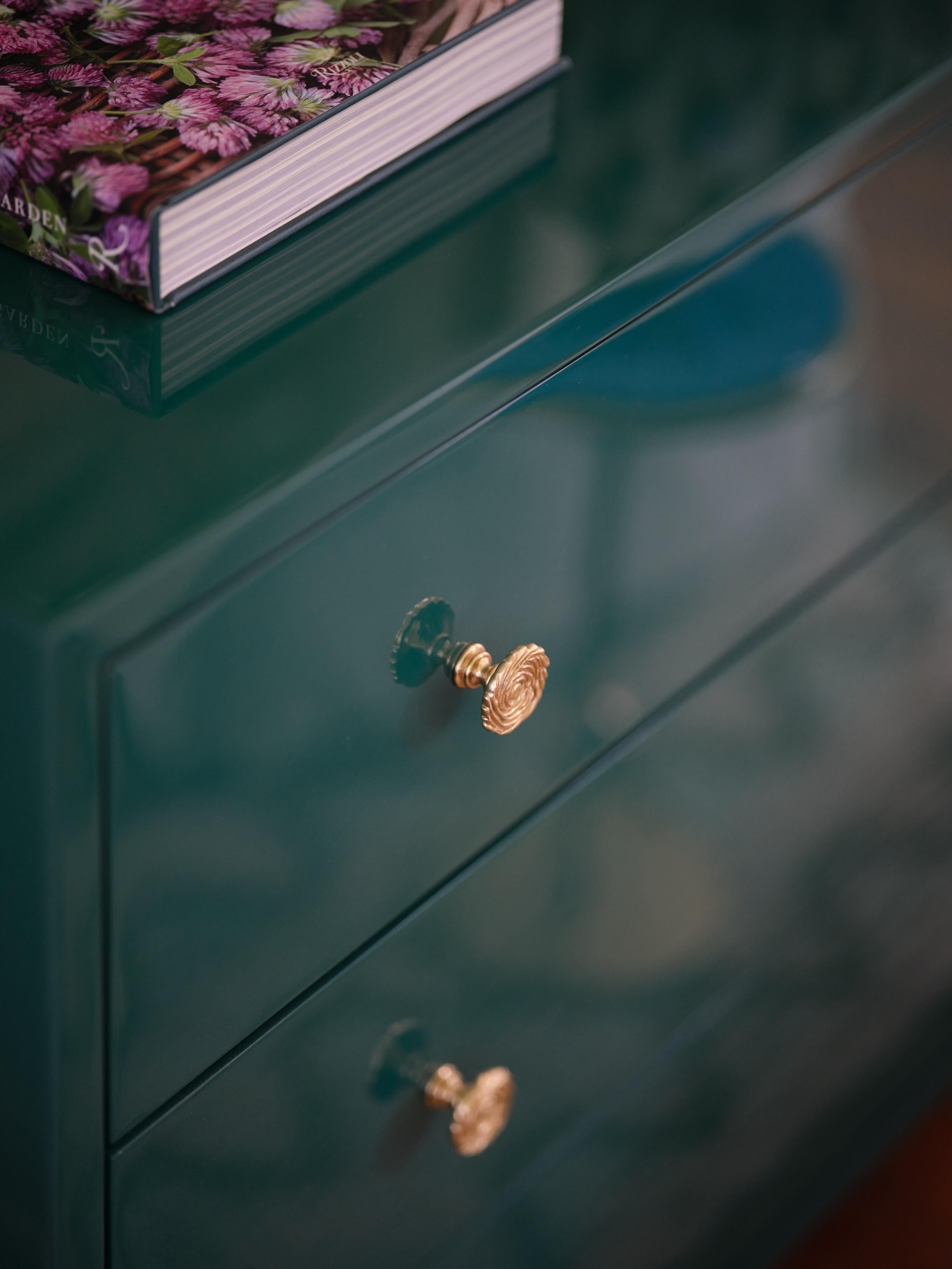 Brass Bunny Williams Home Georgia Chest (Green) For Sale