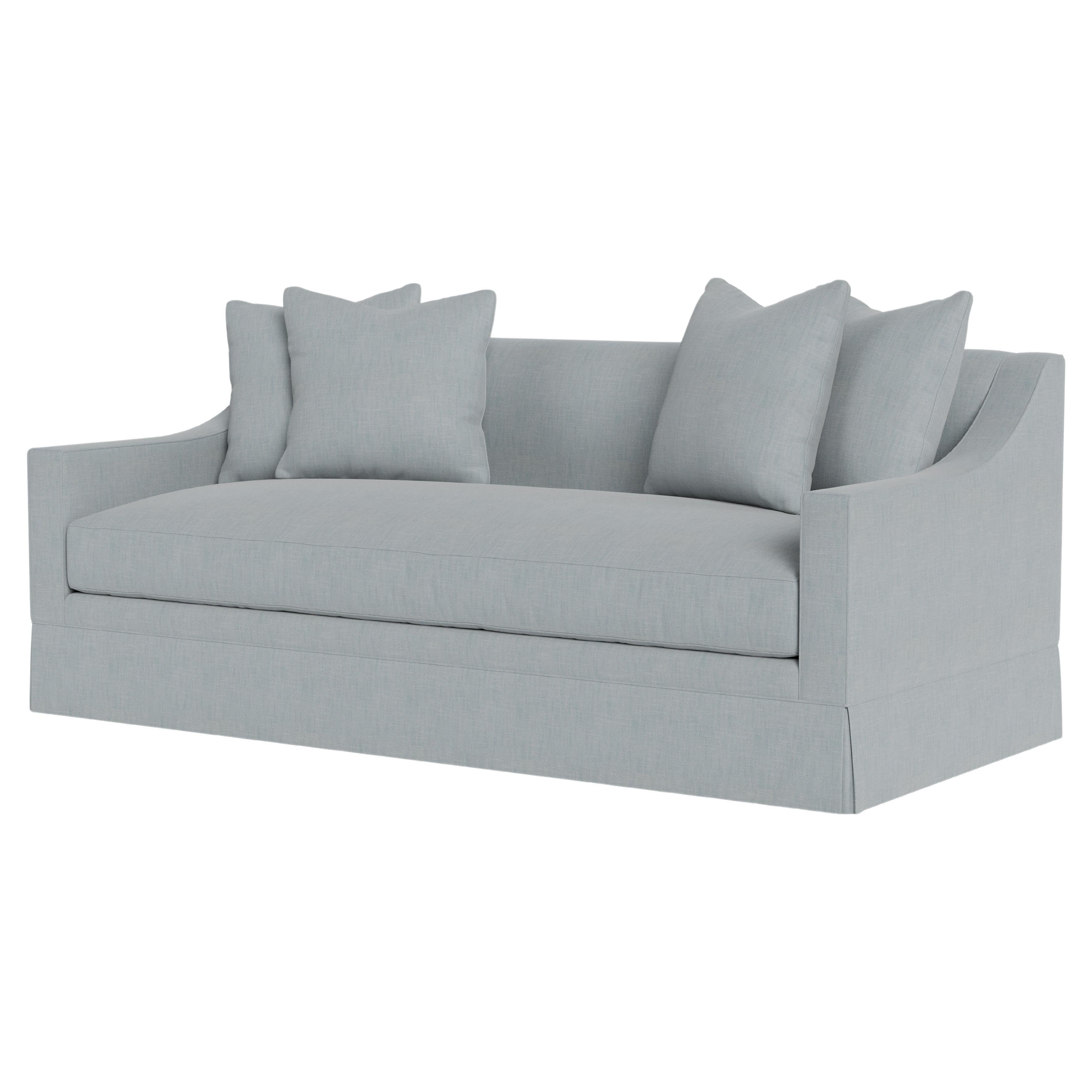 Bunny Williams Home Grant Sofa 81", Solid Performance Linen/Sky For Sale